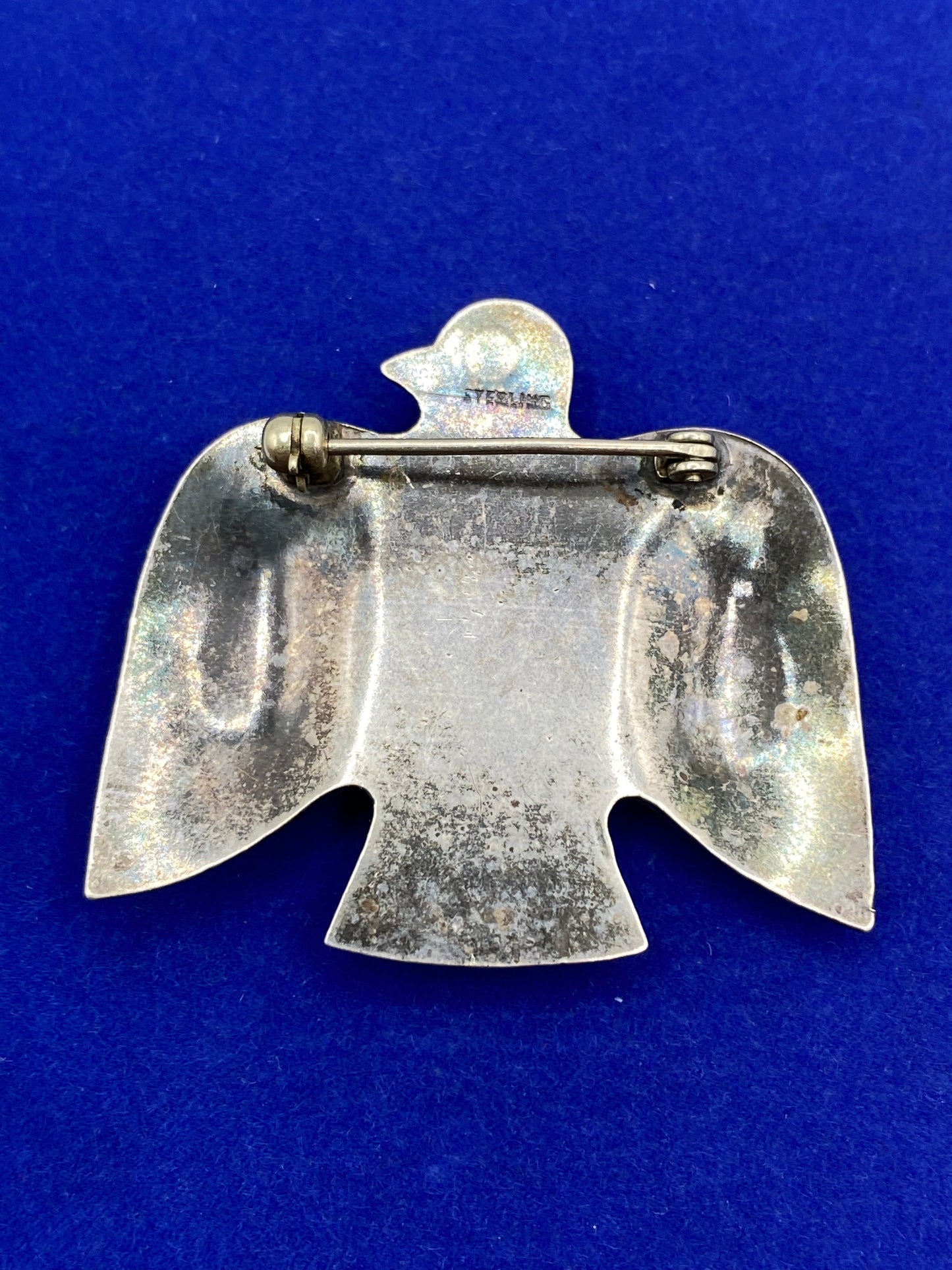 Vintage Native Turquoise & Sterling Silver Eagle Brooch