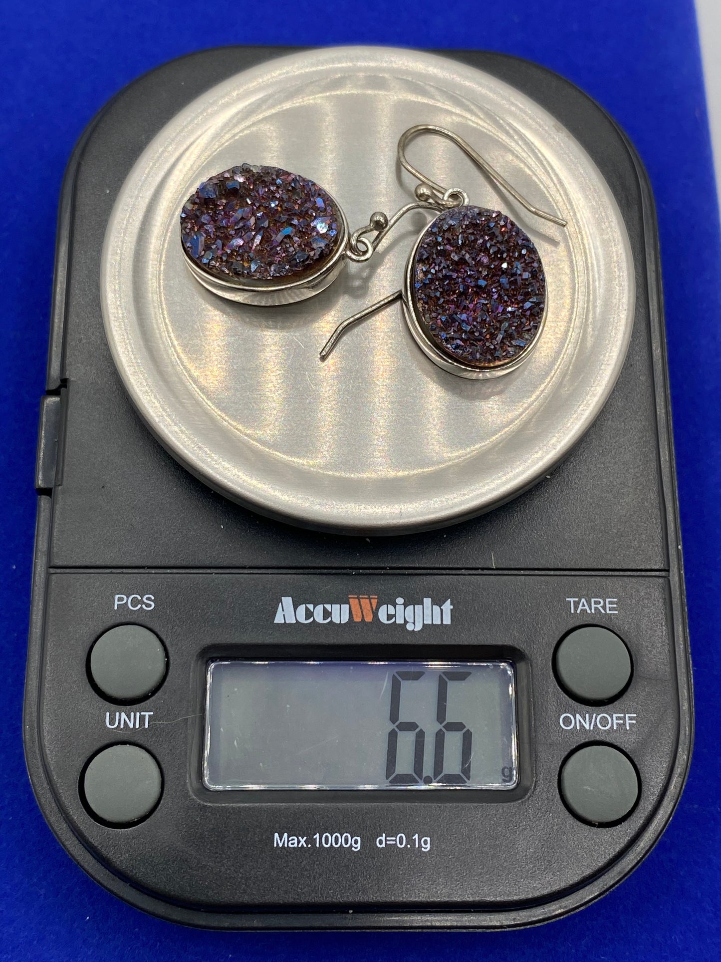 Sterling Silver Round Druzy Earrings