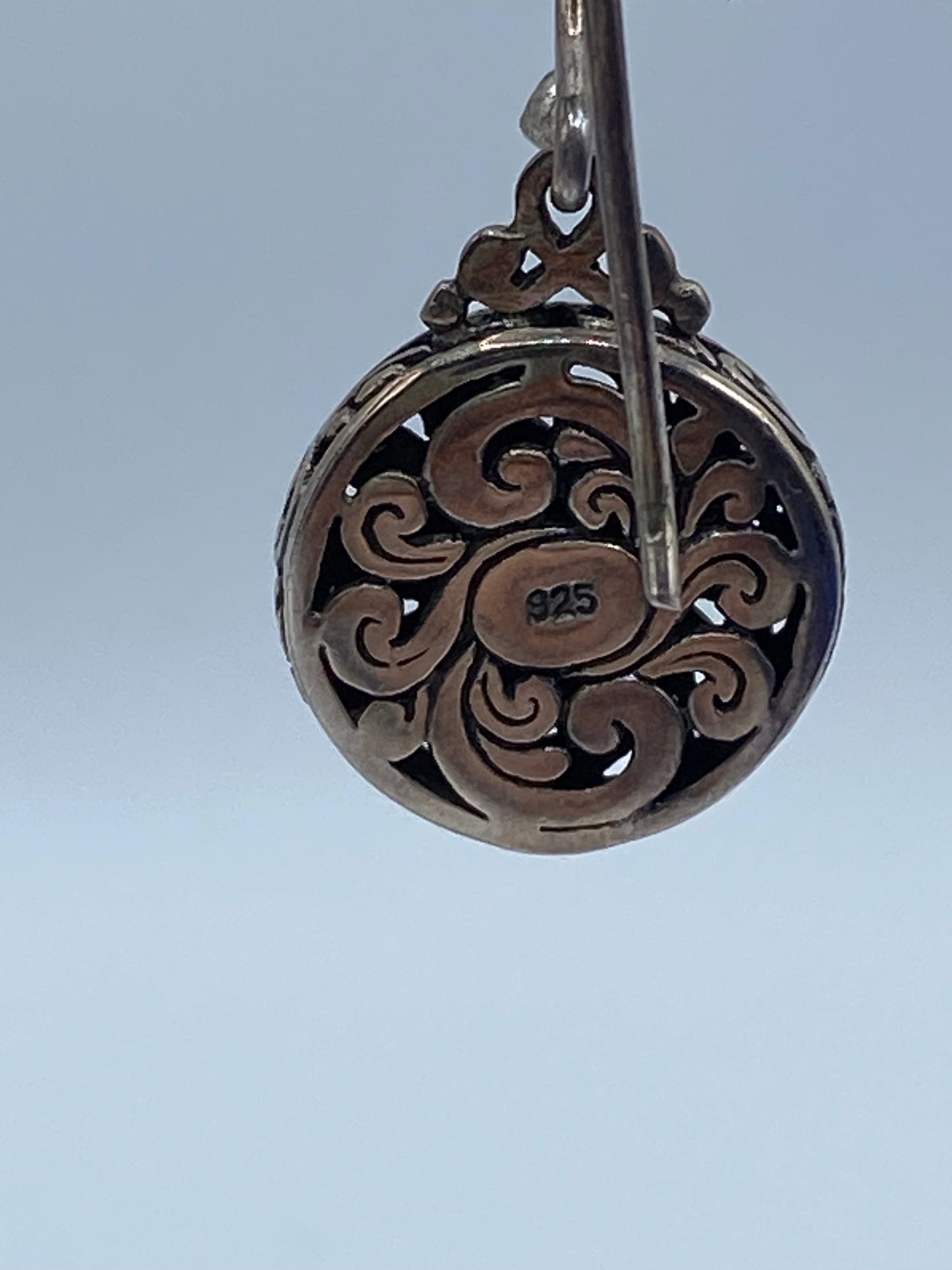 Sterling Silver Round Scroll Design Earrings
