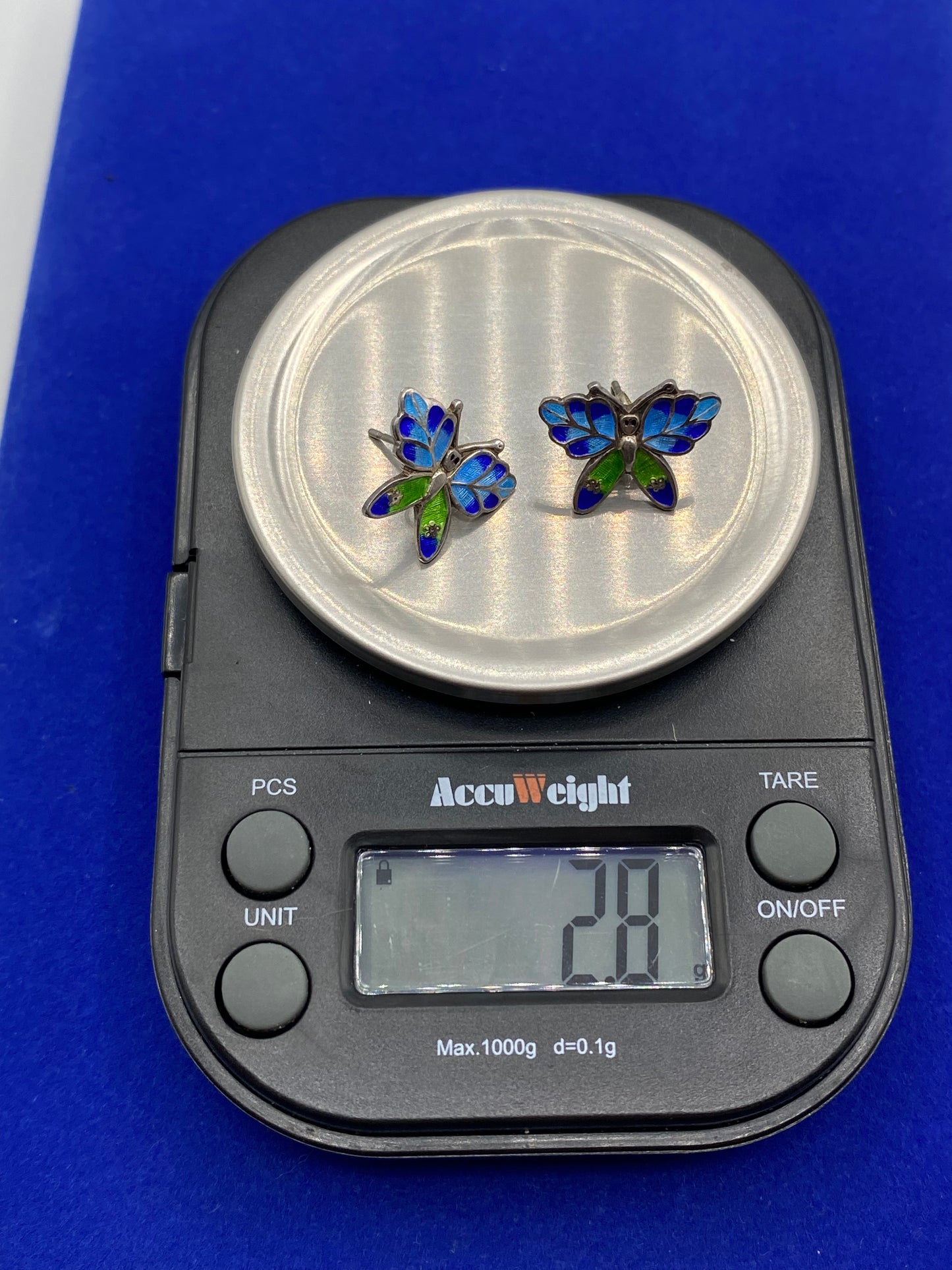 Enameled Butterfly 980 Silver Earrings