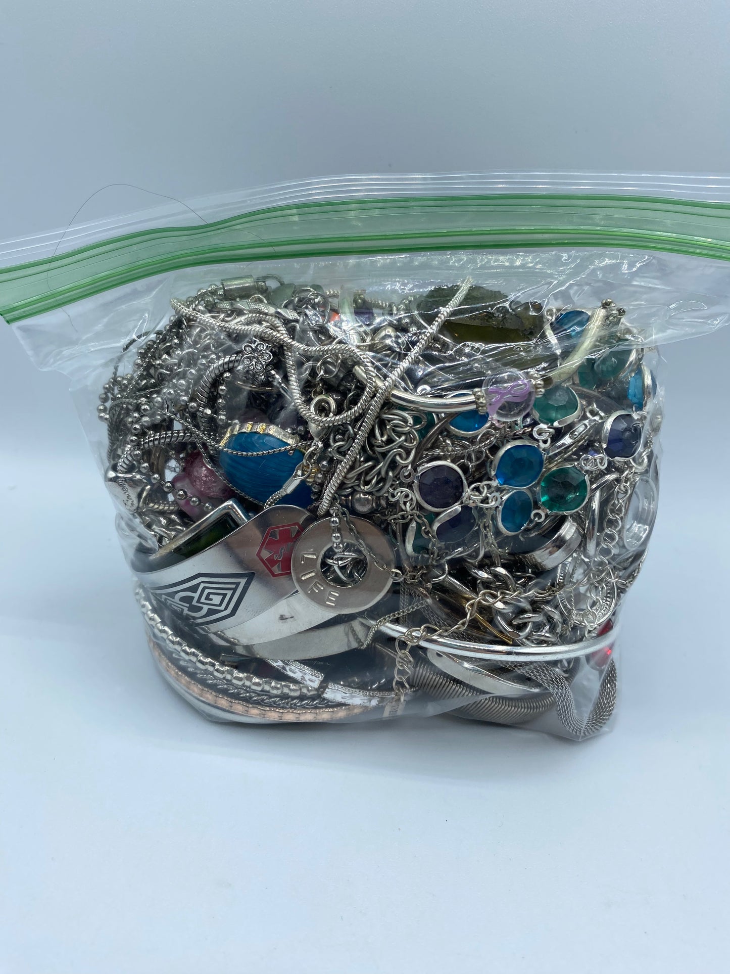 Small Mystery Silver Tone Jewelry Bag #9