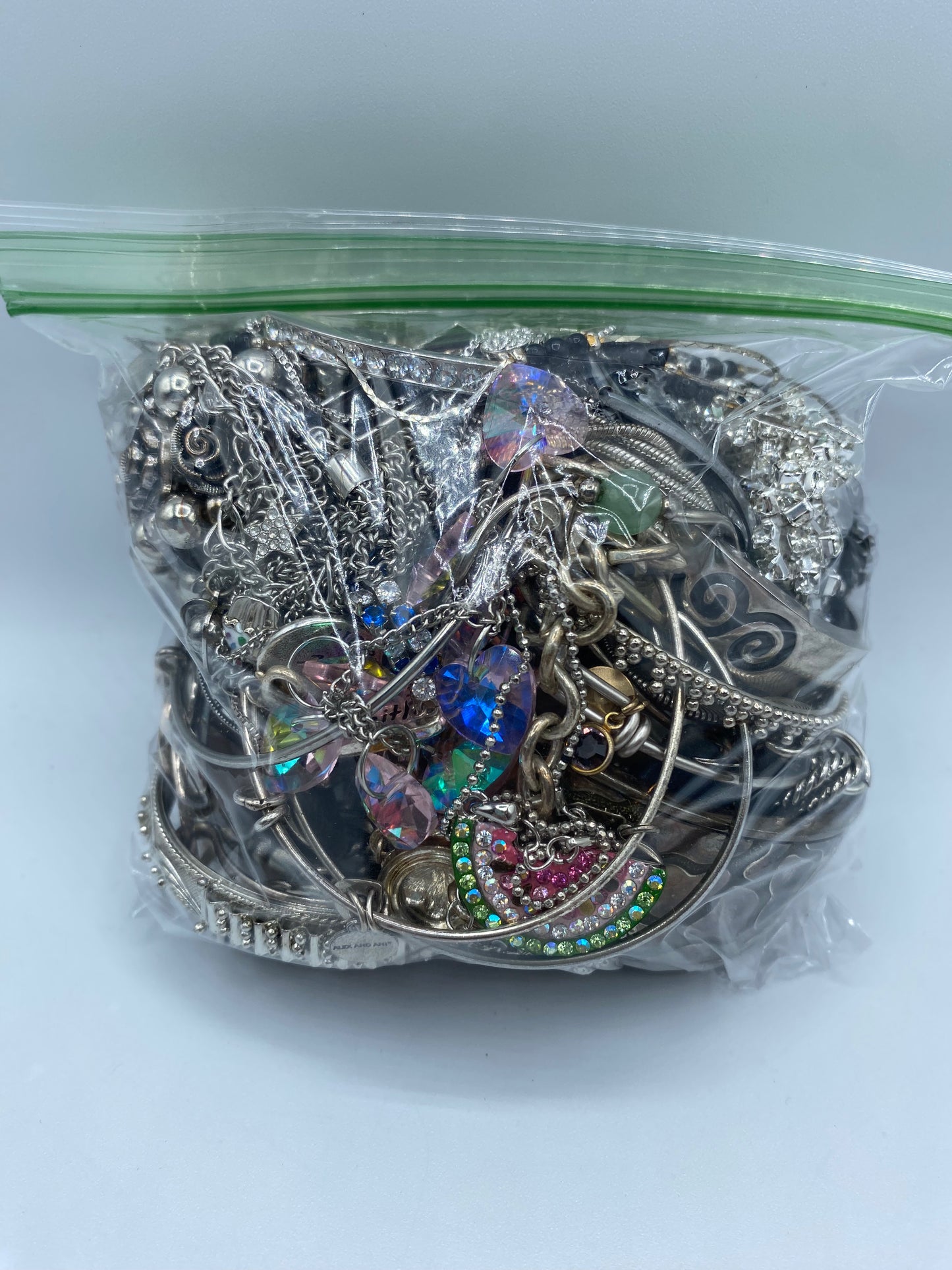 Small Mystery Silver Tone Jewelry Bag #11