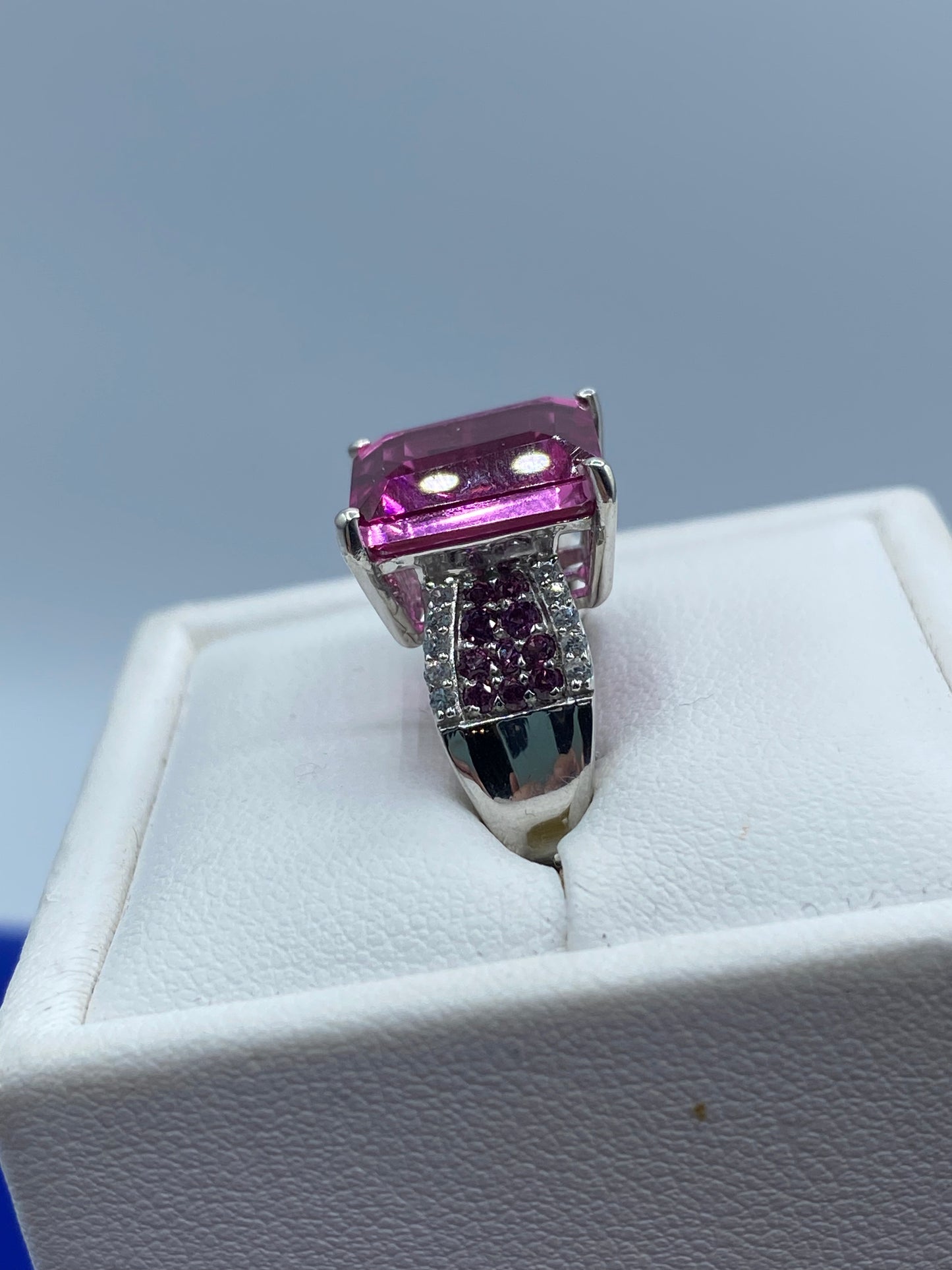 Sterling Silver Pink Amethyst & Topaz Ring
