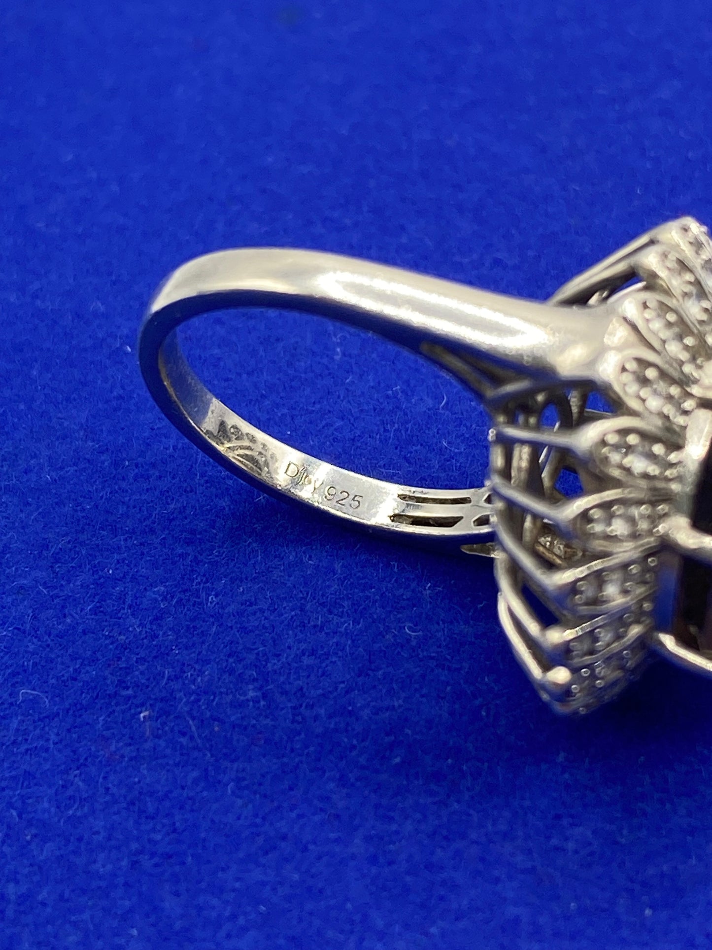 Sterling Silver Brazilian Smoky Quartz & White Zircon Floral Ring