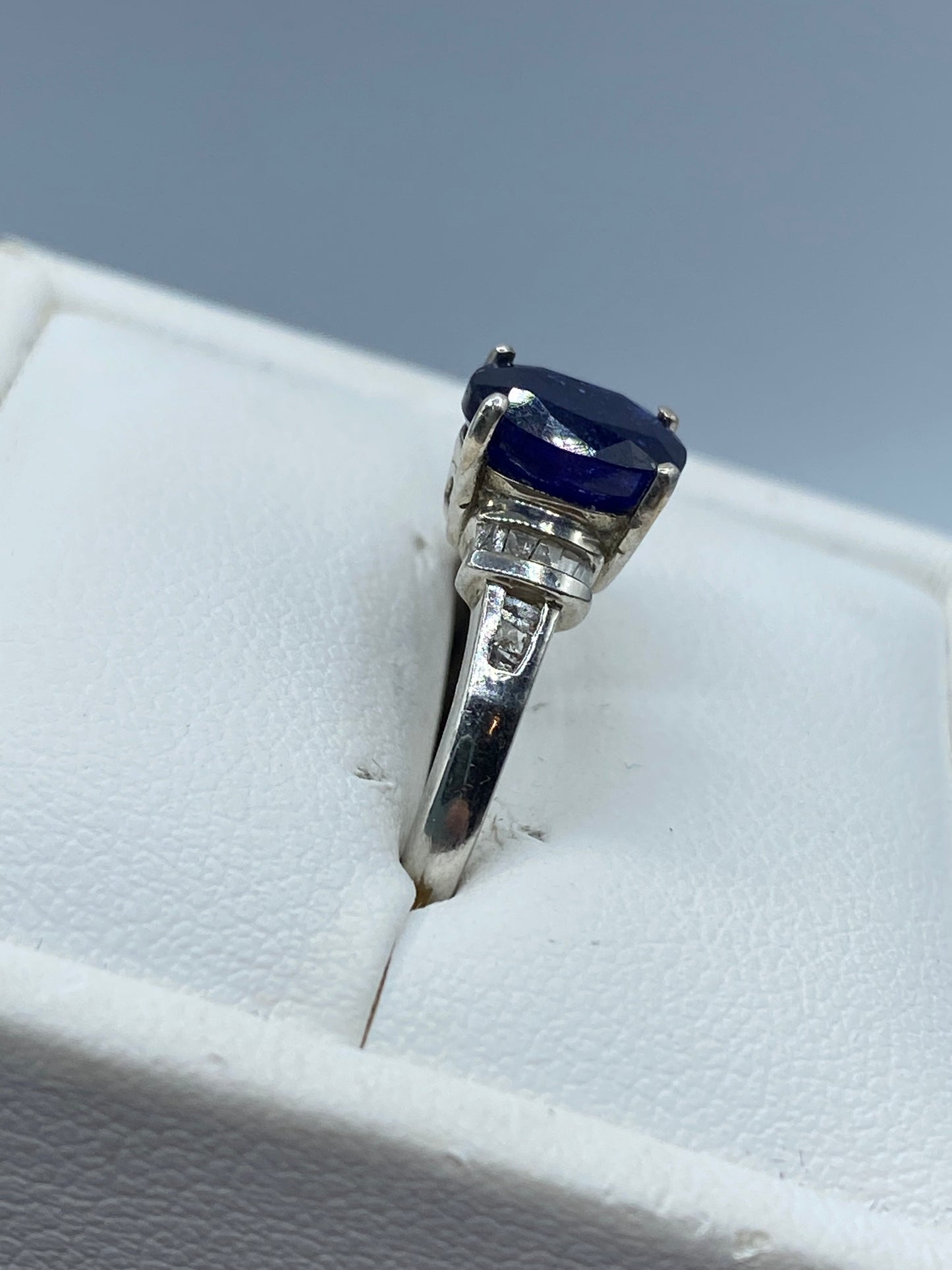 Sterling Silver Sapphire & Diamond Ring