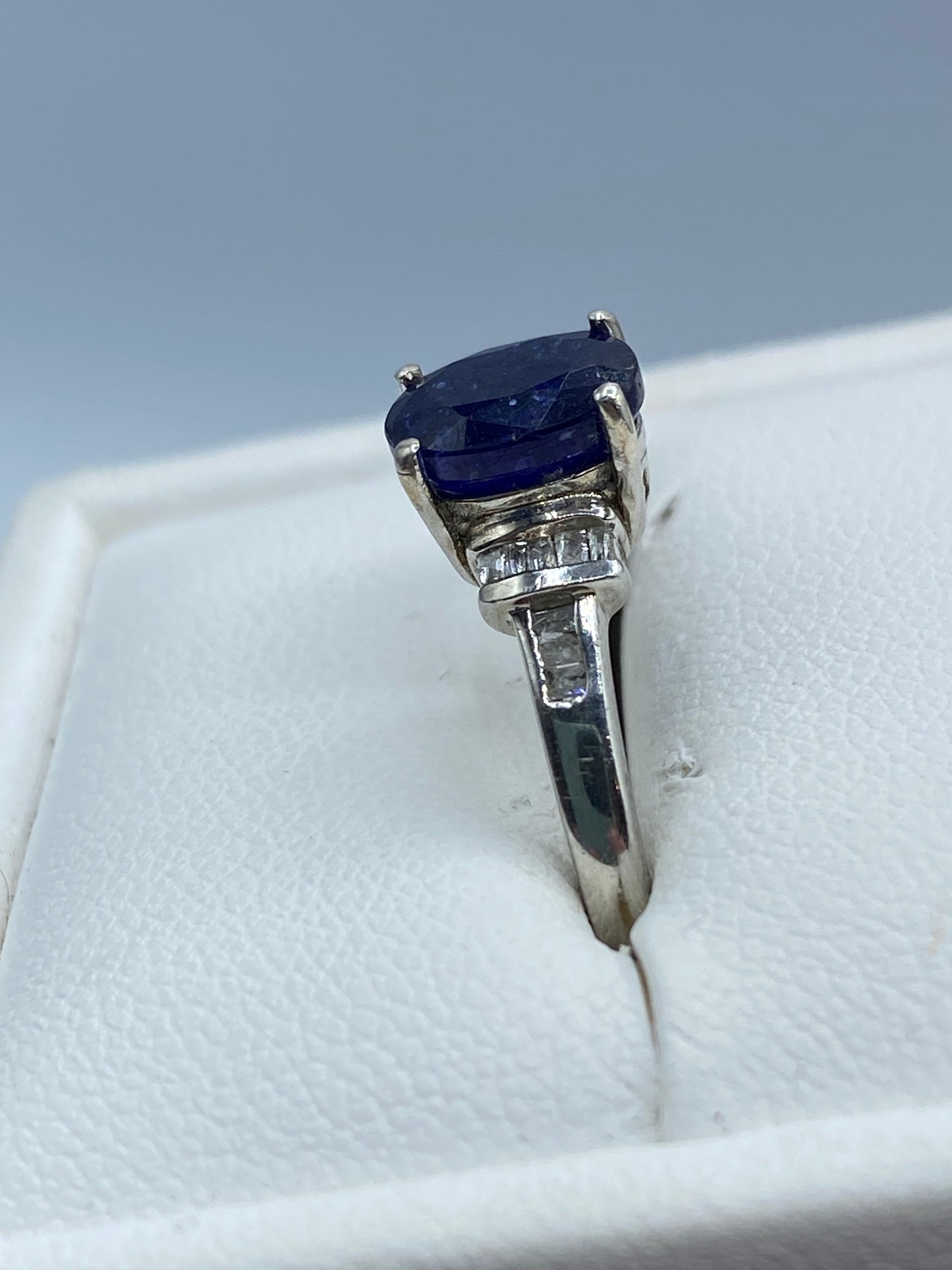 Sterling Silver Sapphire & Diamond Ring