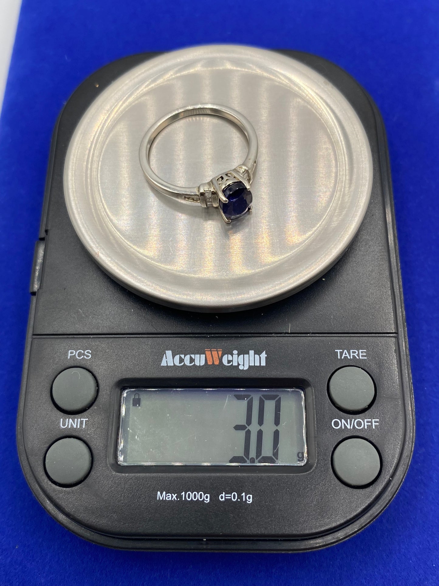Sterling Silver Sapphire & Diamond Ring