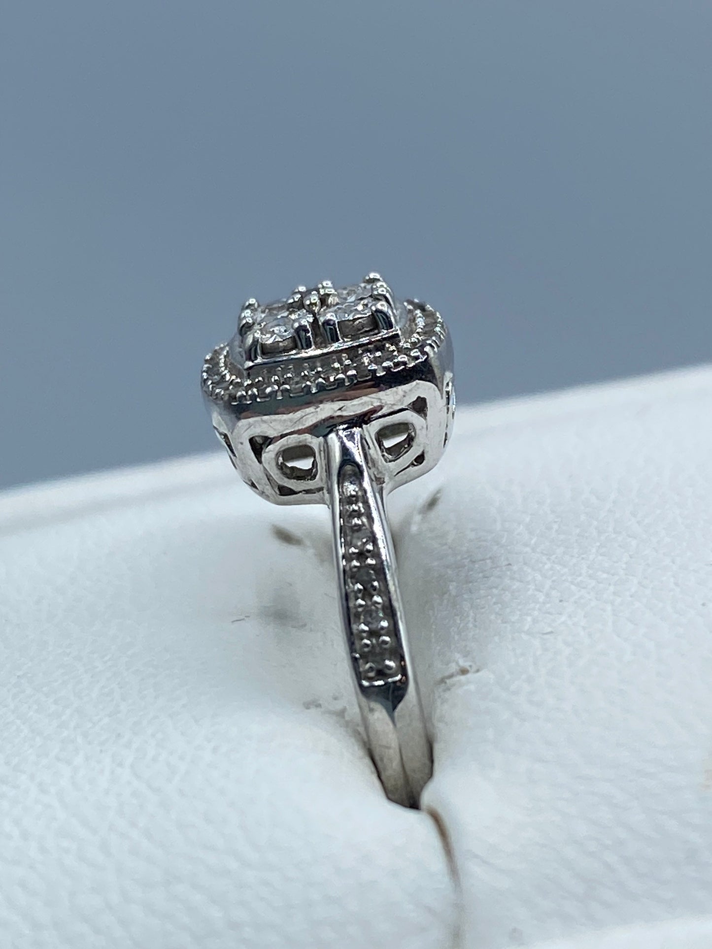 Sterling Silver & Diamond Square Ring