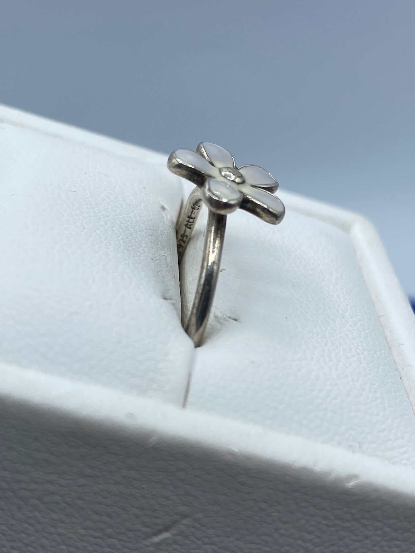 Vintage Pandora Sterling Silver Enamel Flower Ring