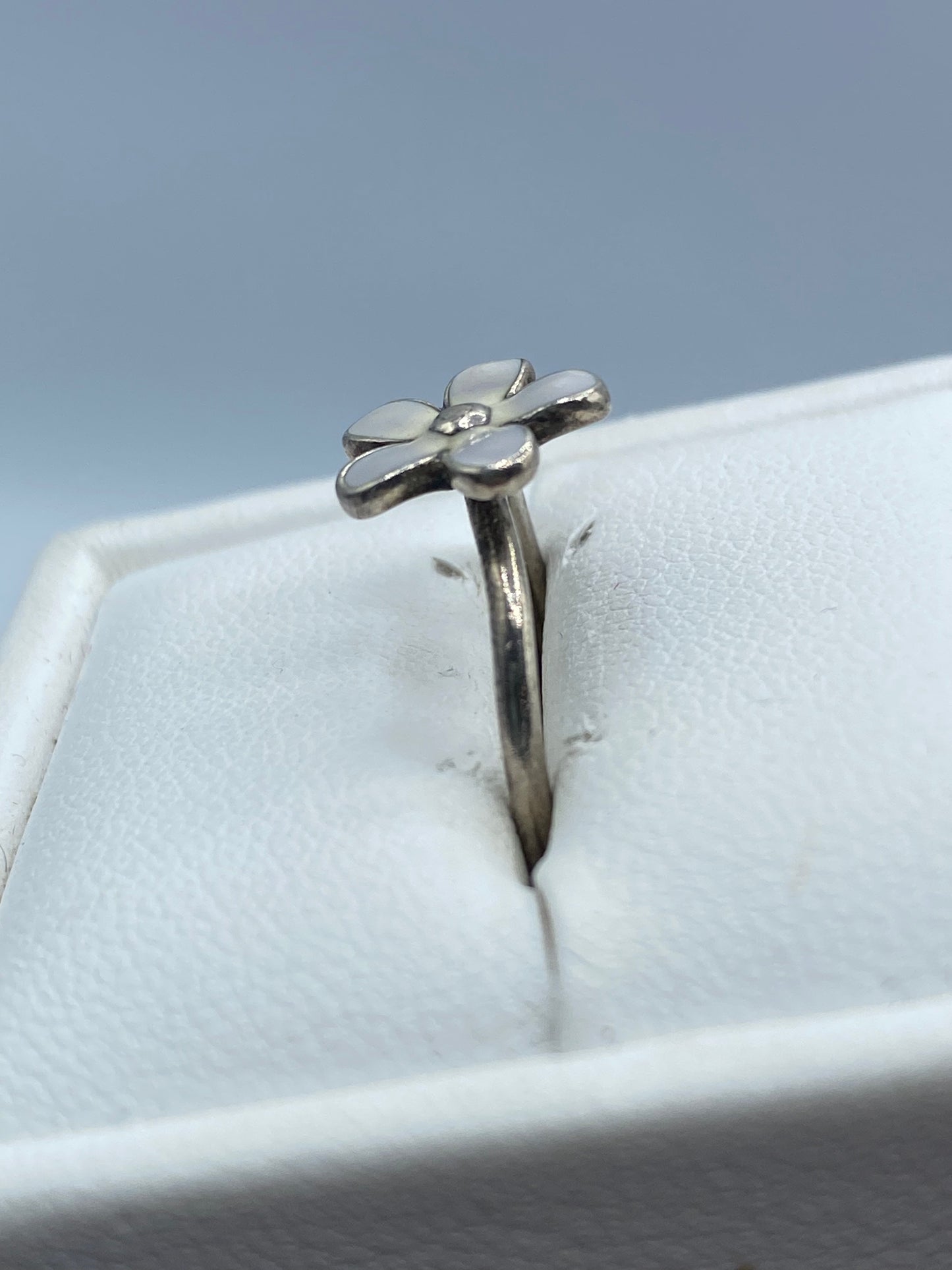 Vintage Pandora Sterling Silver Enamel Flower Ring