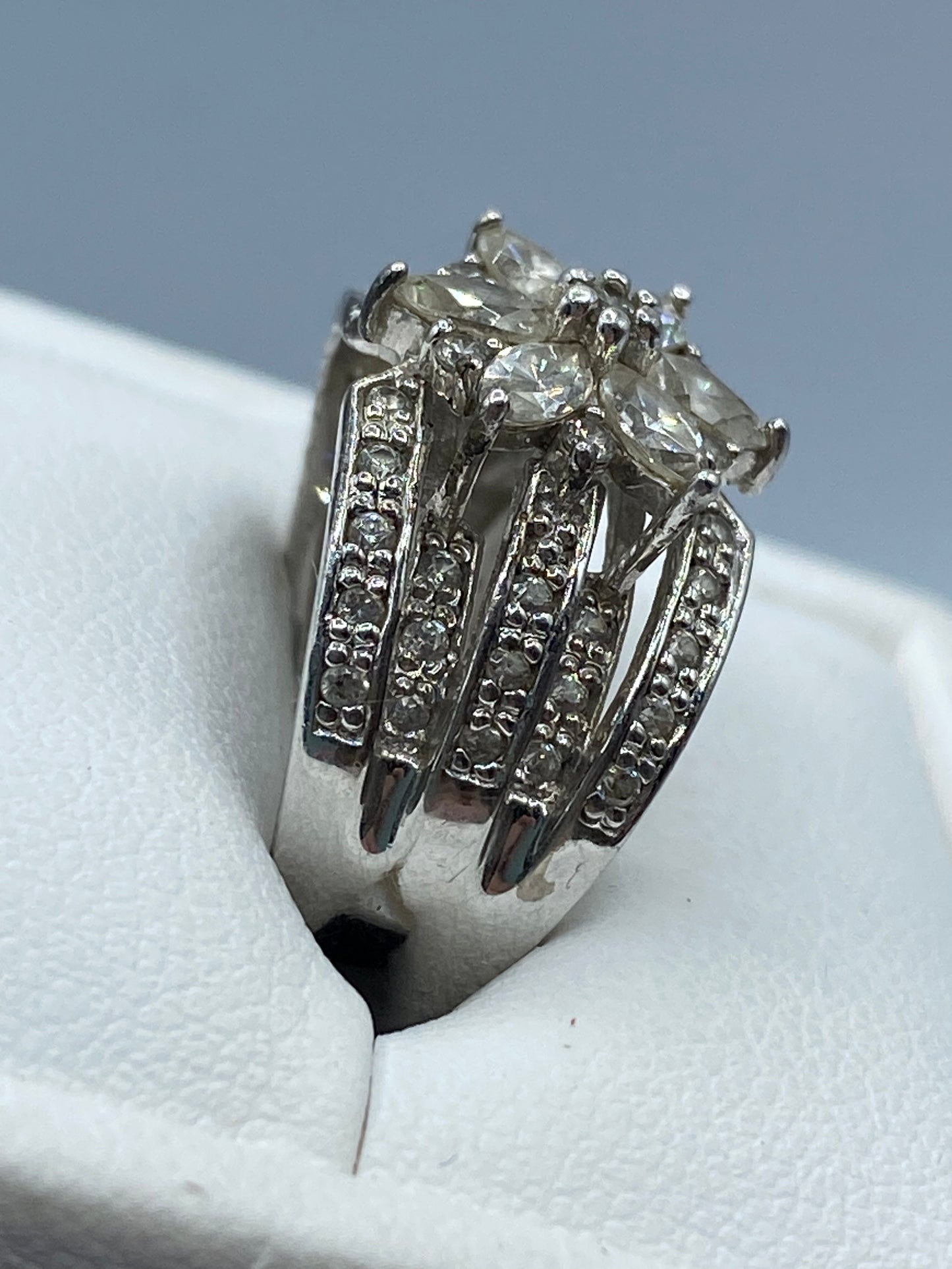 Sterling Silver CZ Floral Ring