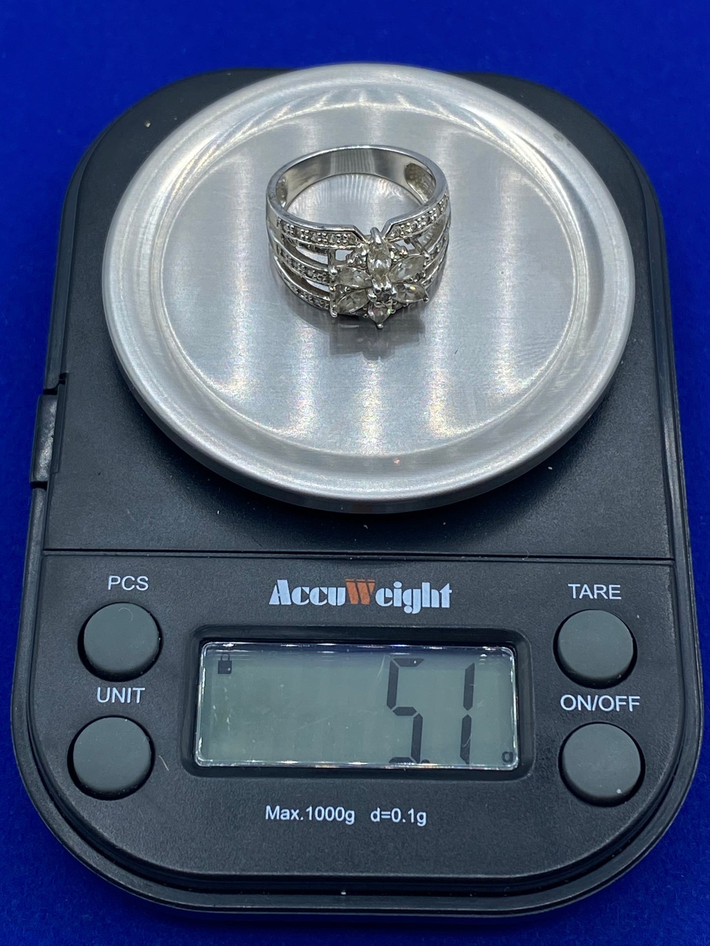 Sterling Silver CZ Floral Ring