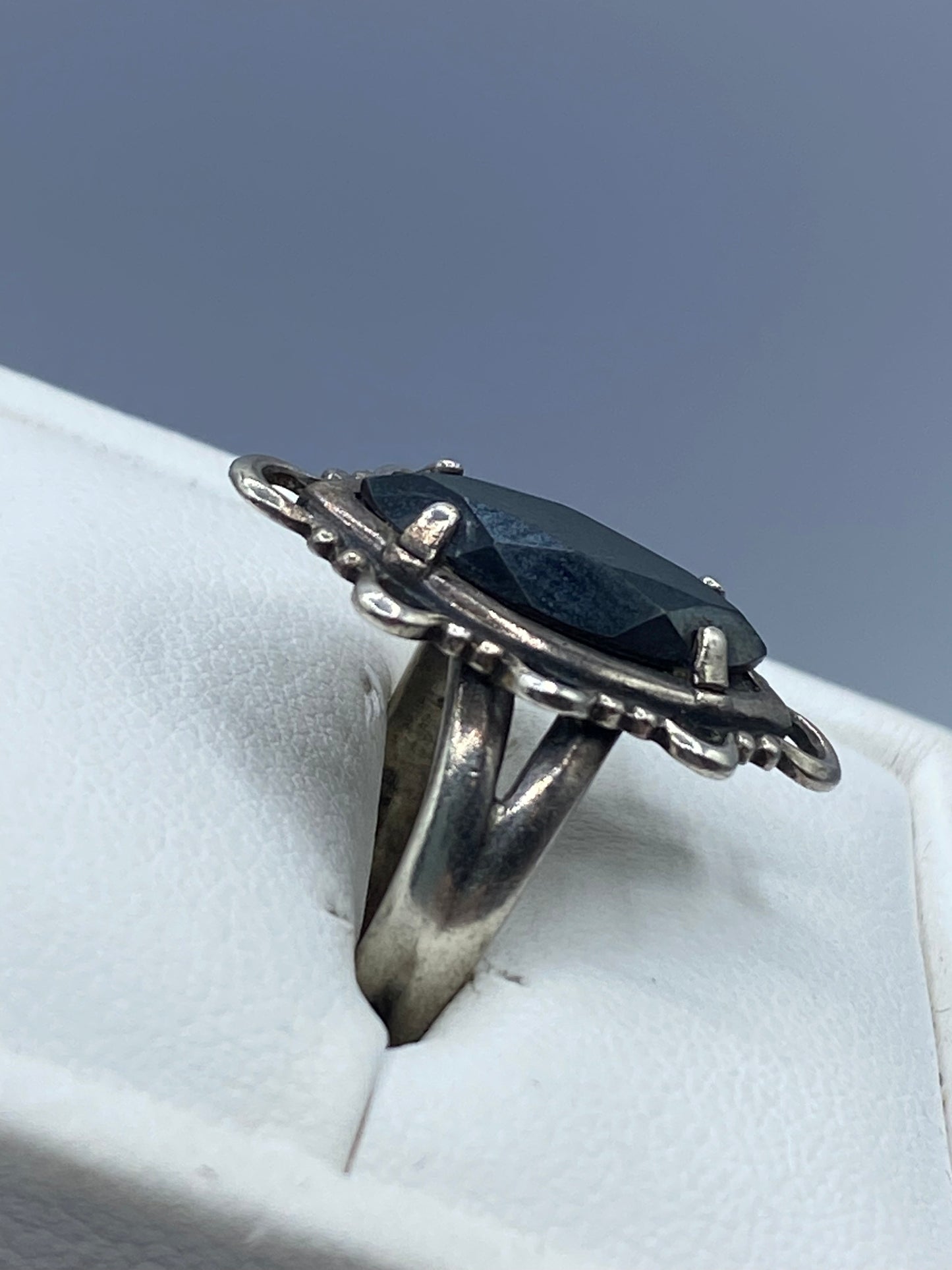 Vintage Sterling Silver Hematite Ring