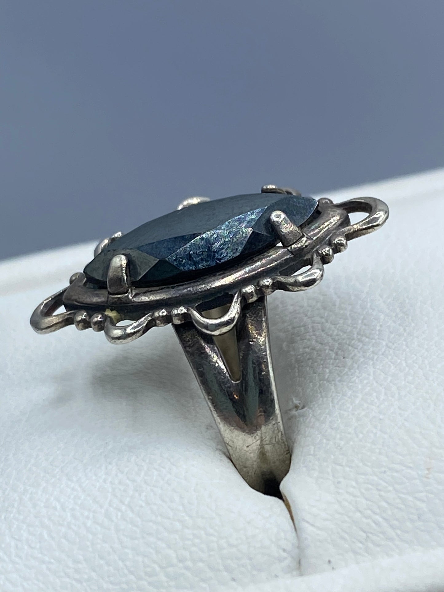 Vintage Sterling Silver Hematite Ring