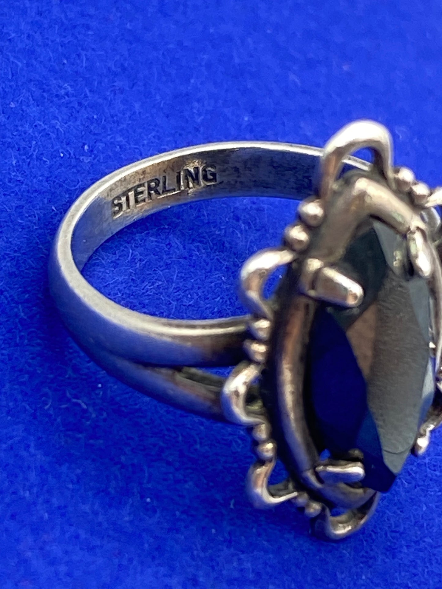 Vintage Sterling Silver Hematite Ring