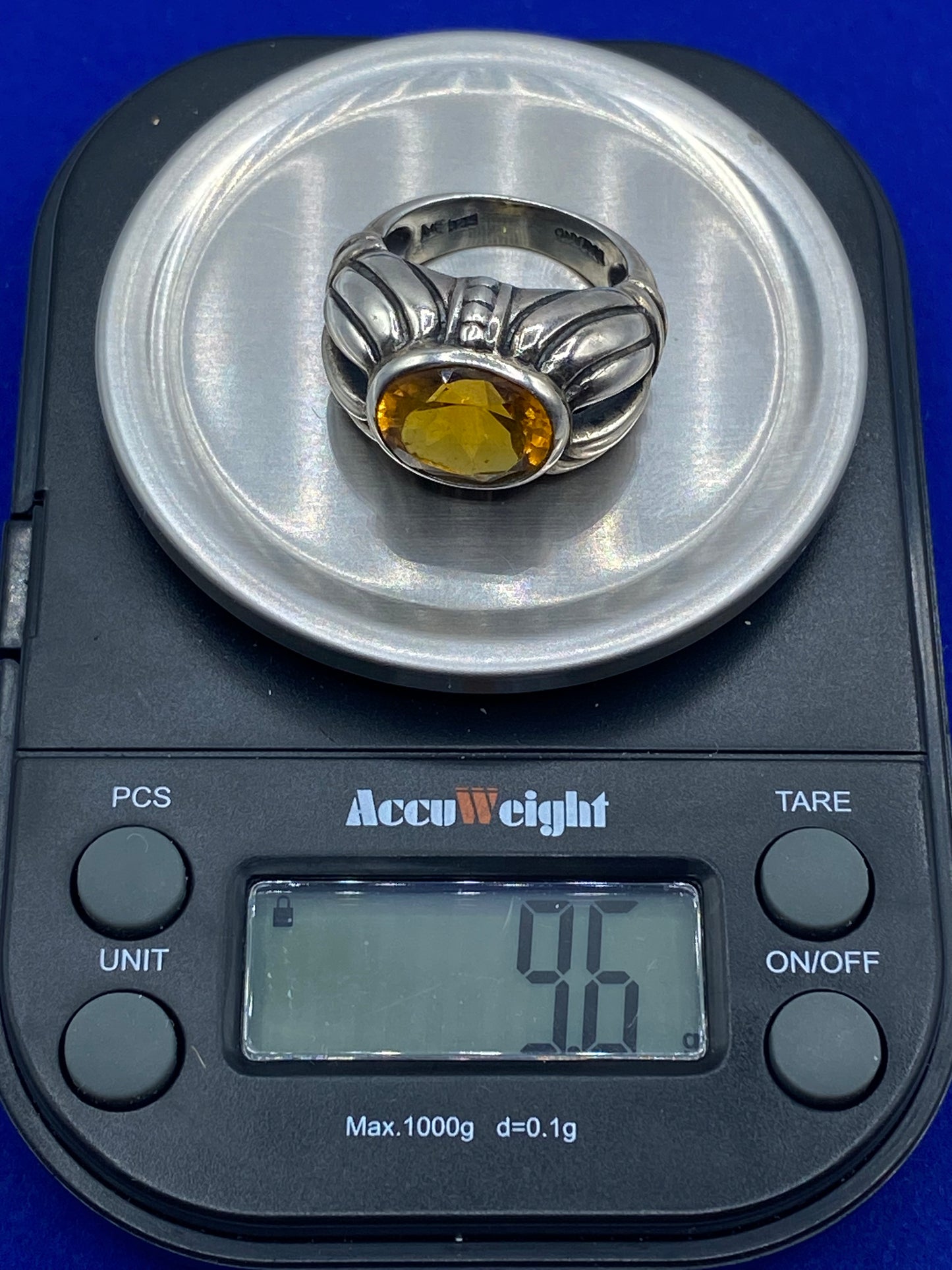 Sterling Silver Orange Glass Ring