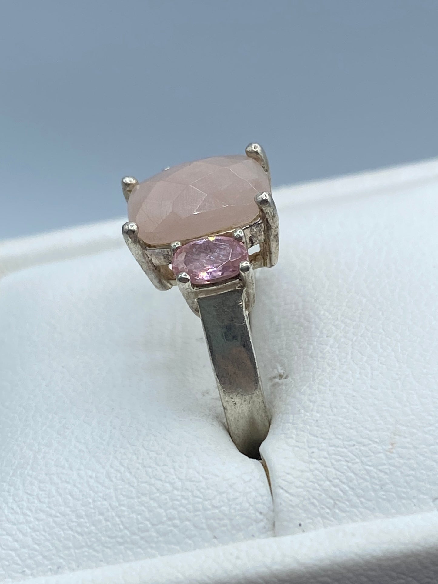 Sterling Silver Rose Quartz & Pink Topaz Ring