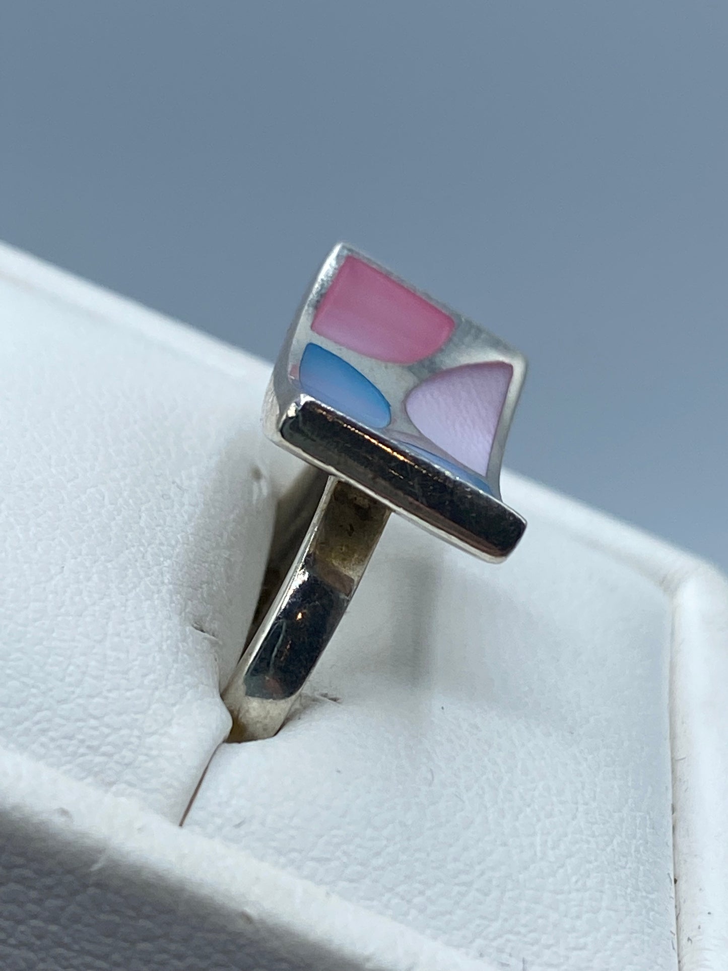 Sterling Silver Multi Color Mother of Pearl Ring