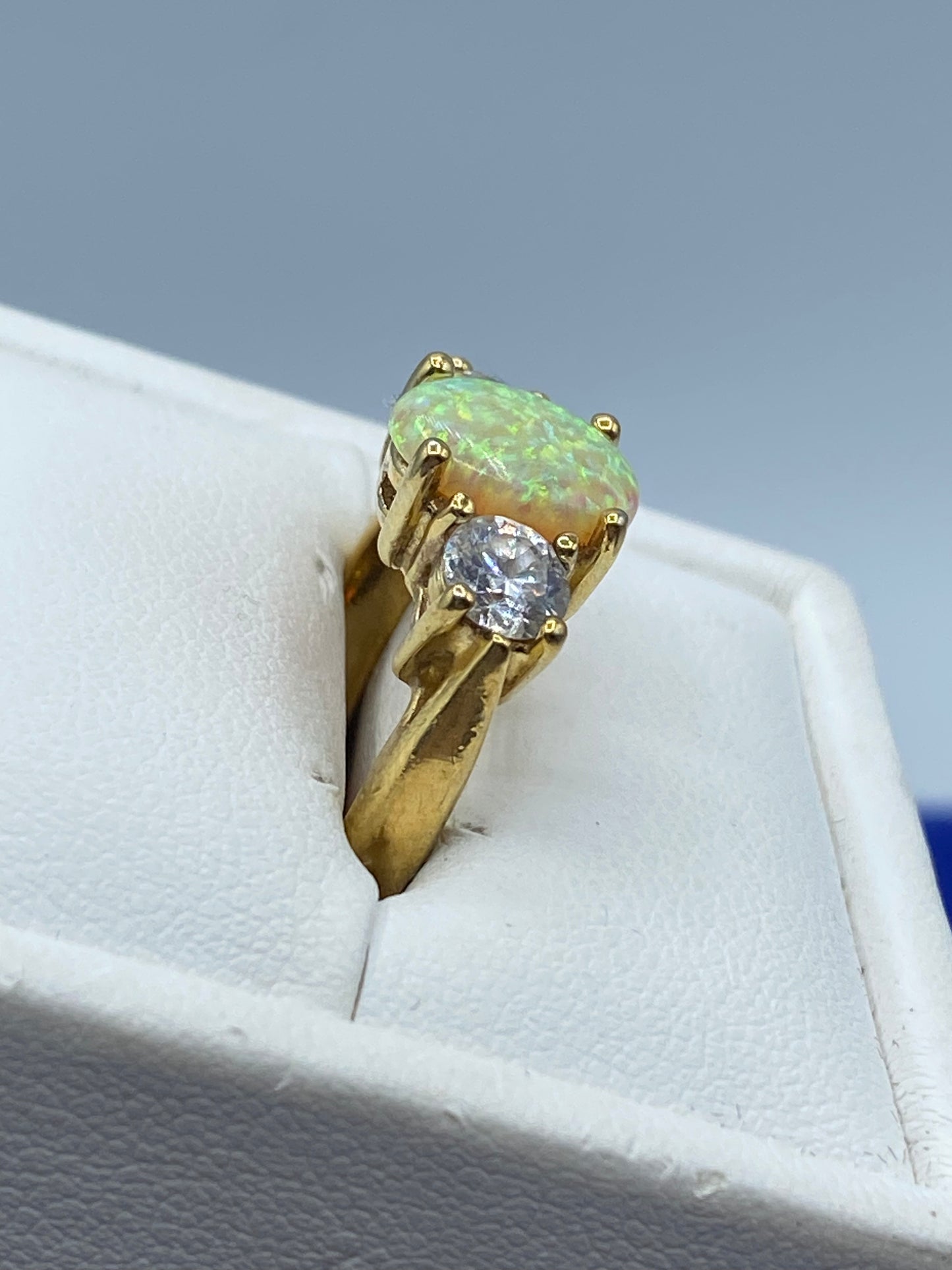 Sterling Silver UTC Vermeil CZ & Opal Ring
