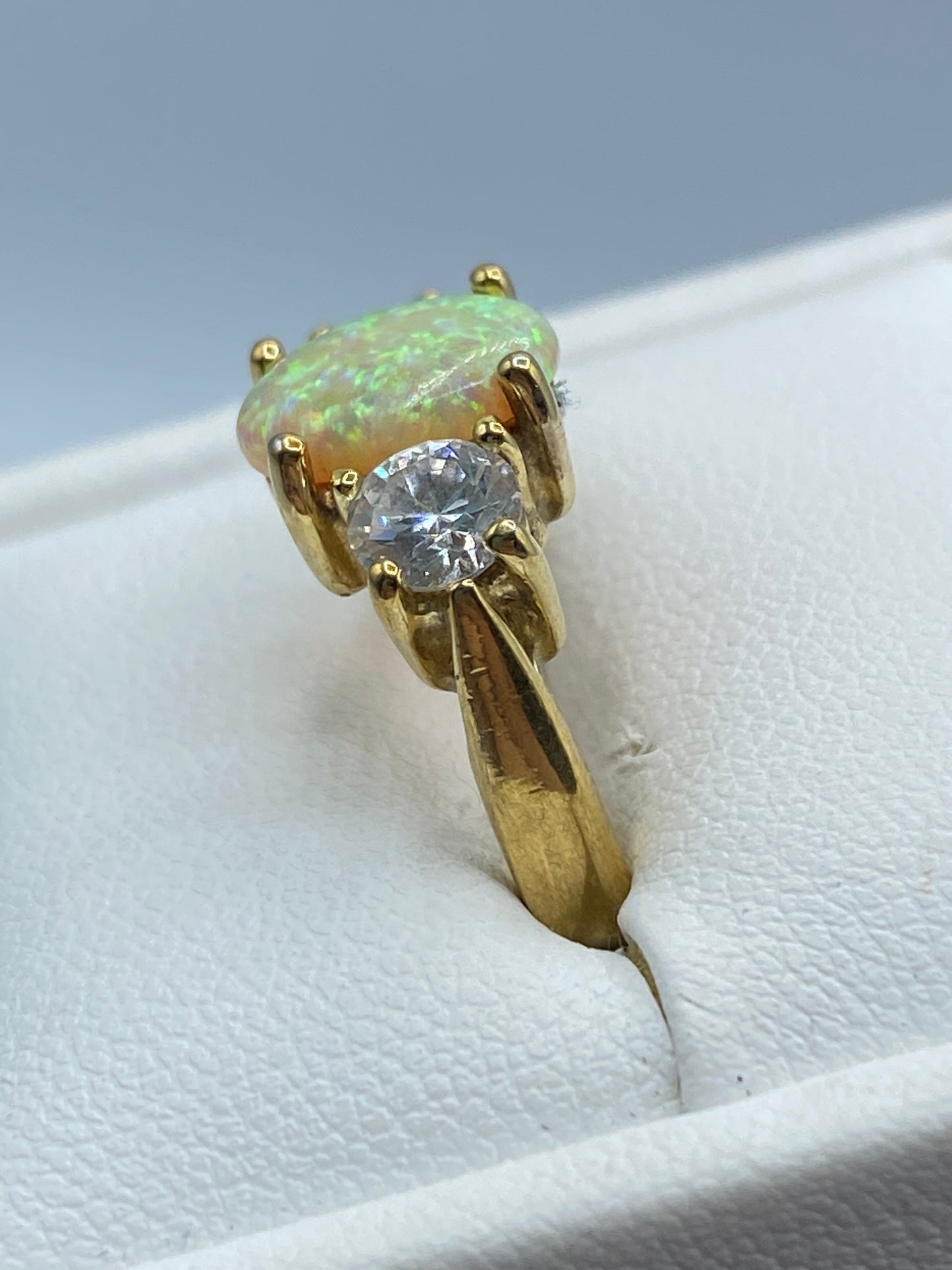 Sterling Silver UTC Vermeil CZ & Opal Ring