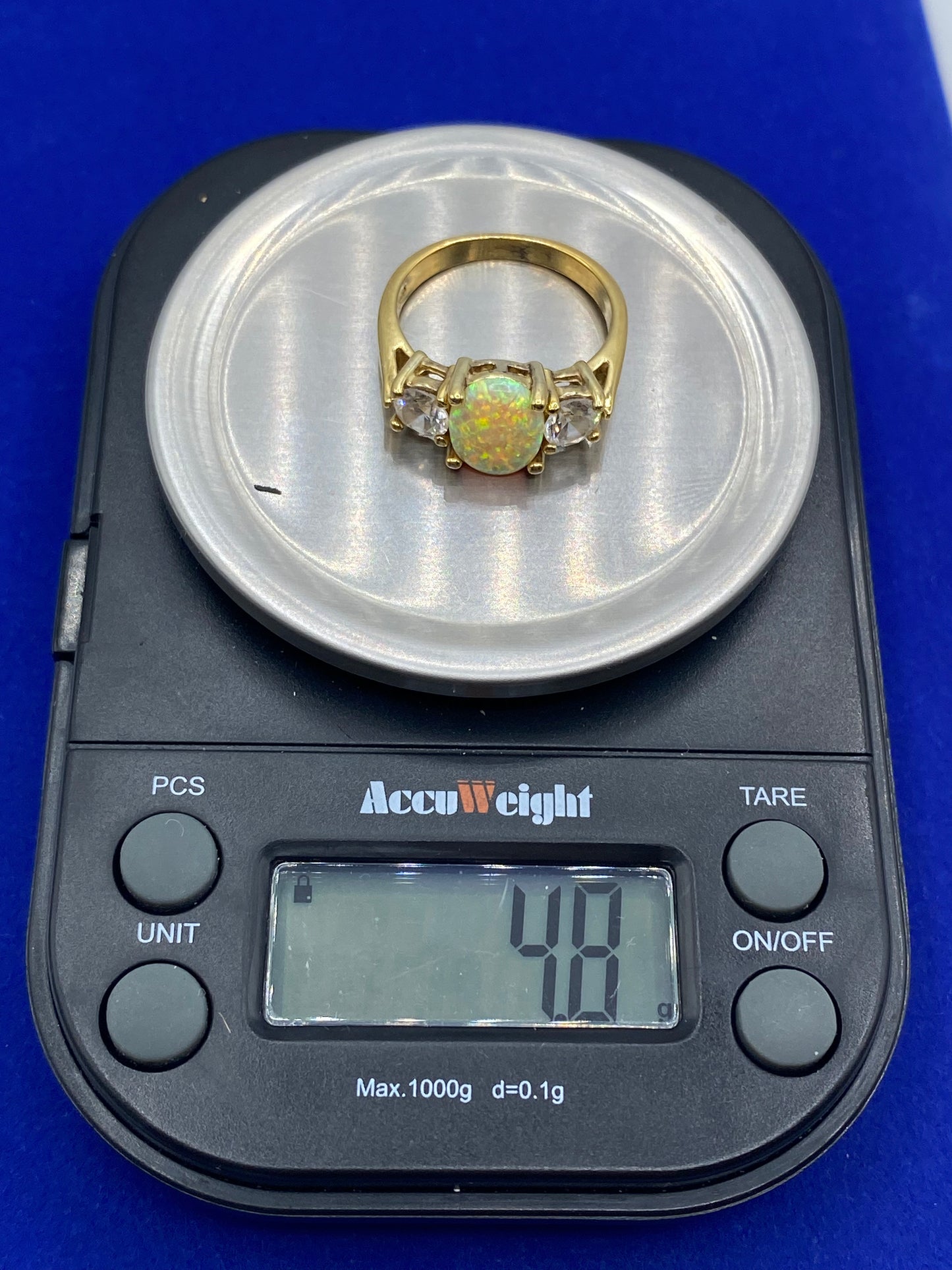 Sterling Silver UTC Vermeil CZ & Opal Ring