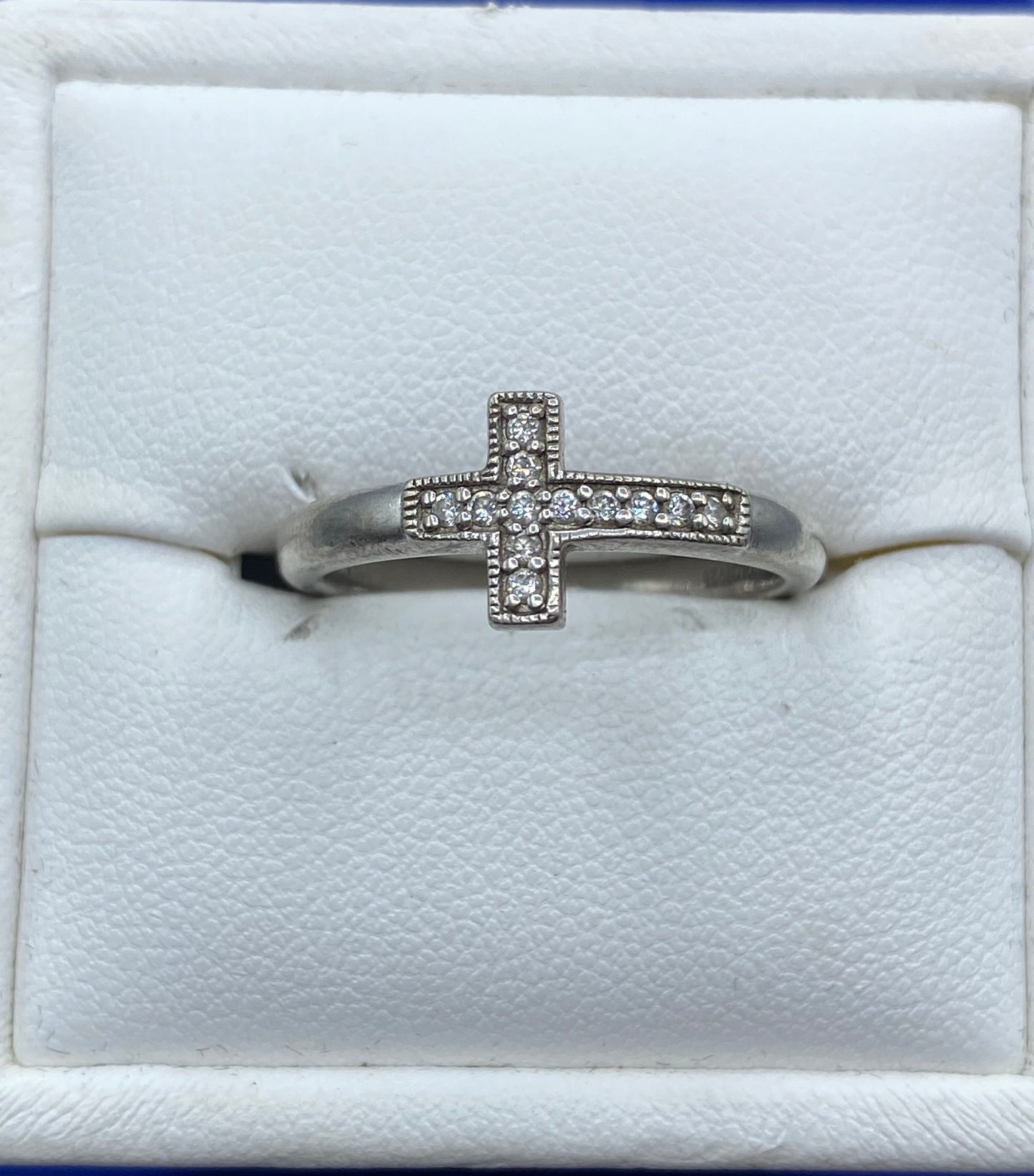 Sterling Silver CZ Cross Ring