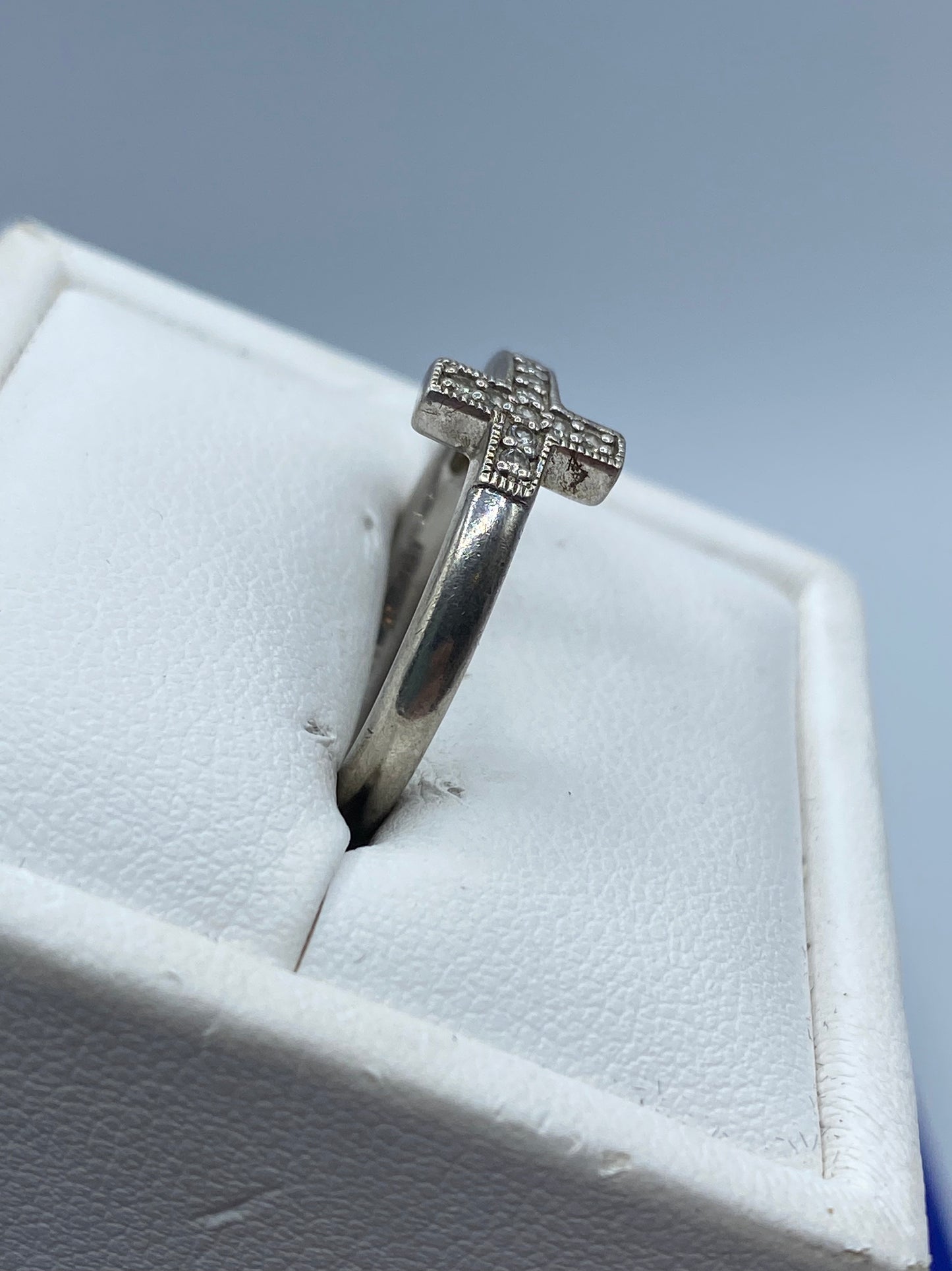 Sterling Silver CZ Cross Ring