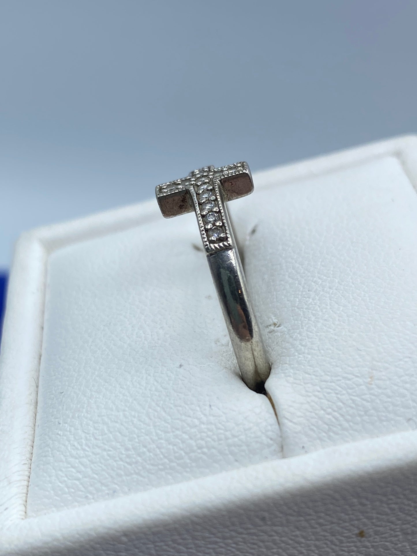 Sterling Silver CZ Cross Ring