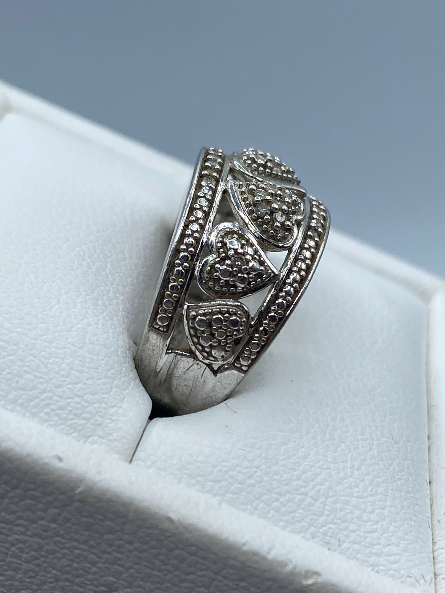 Sterling Silver & Diamond Heart Ring