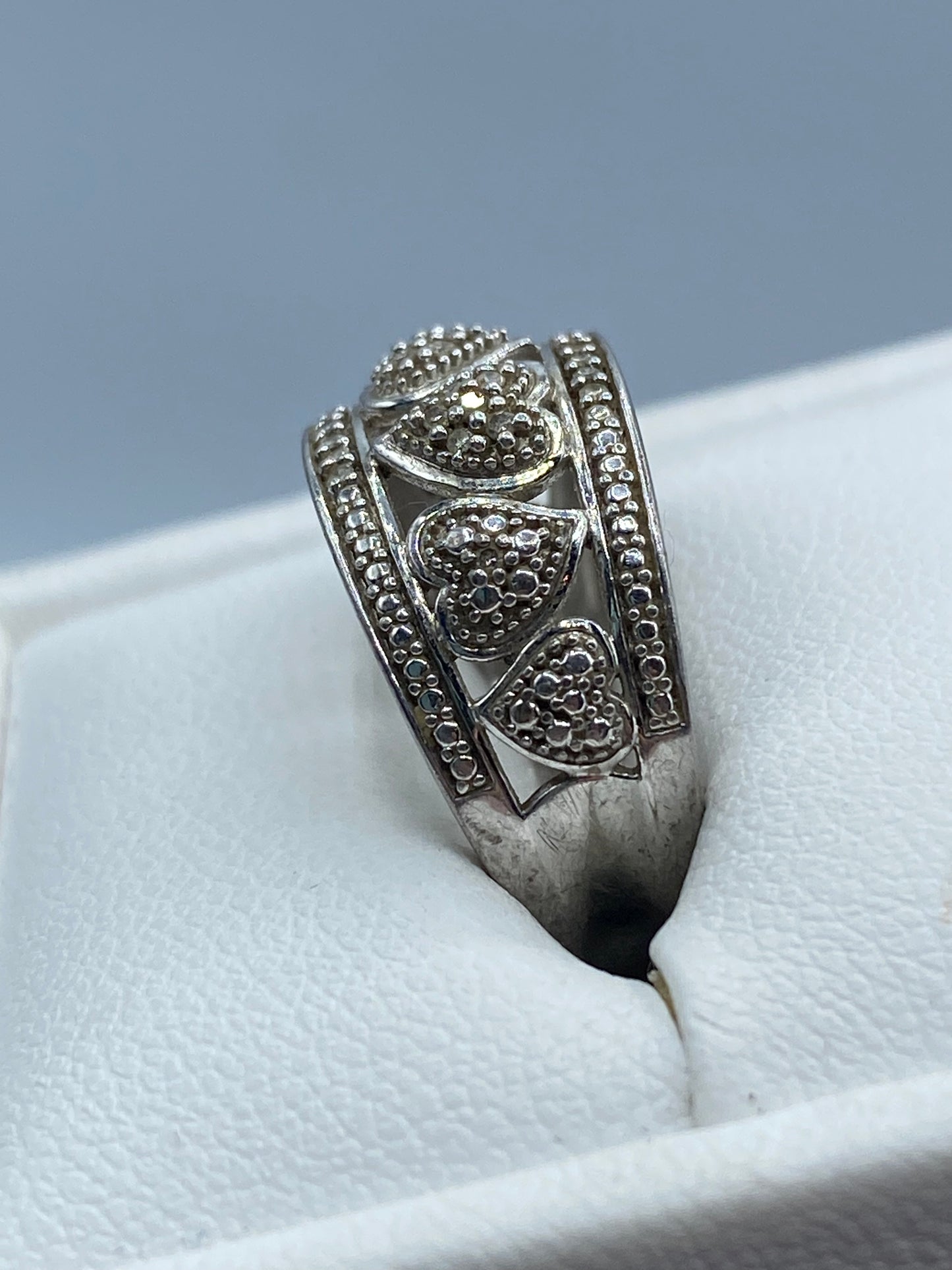 Sterling Silver & Diamond Heart Ring