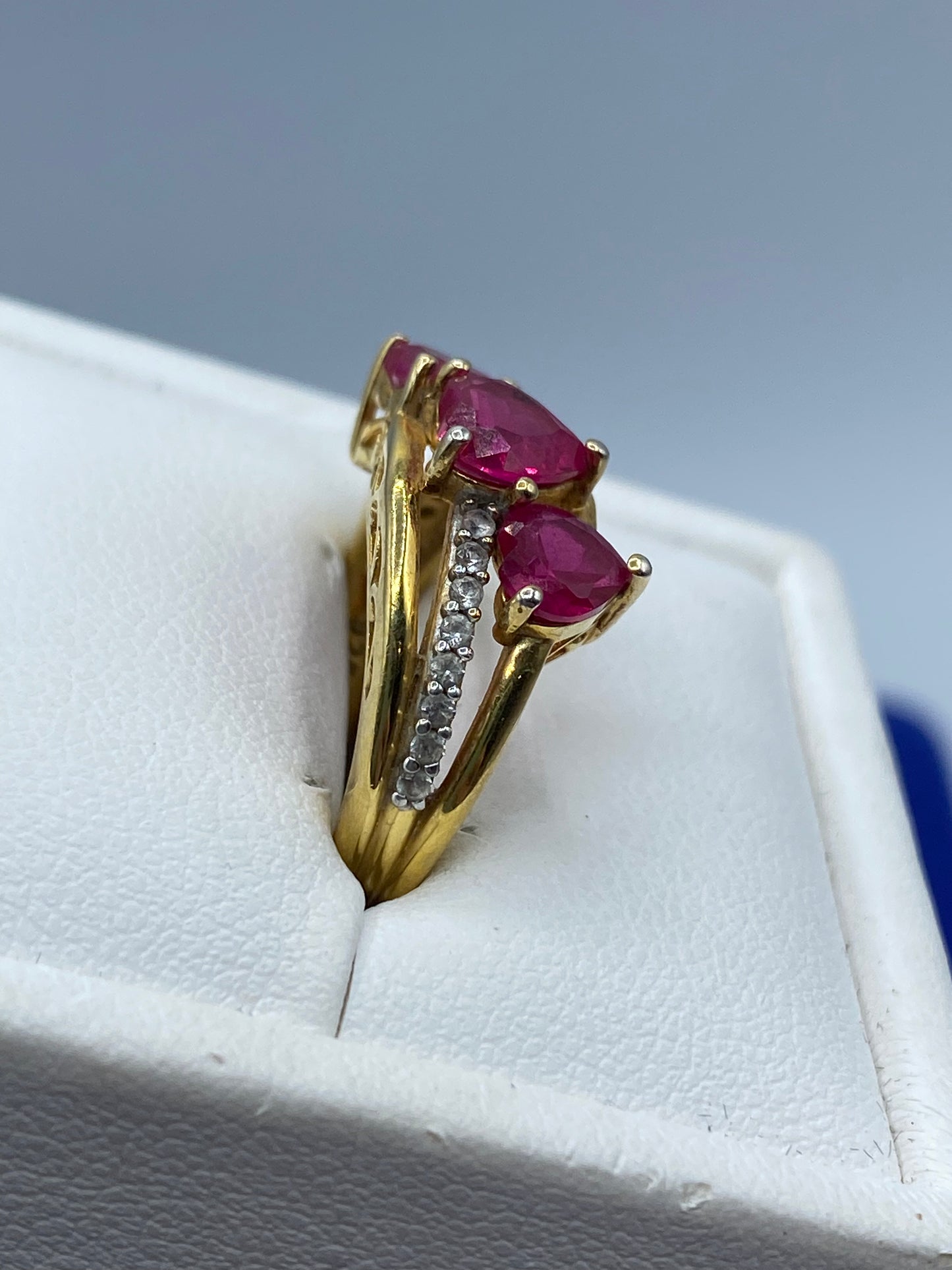 Sterling Silver Vermeil Ruby Heart Ring