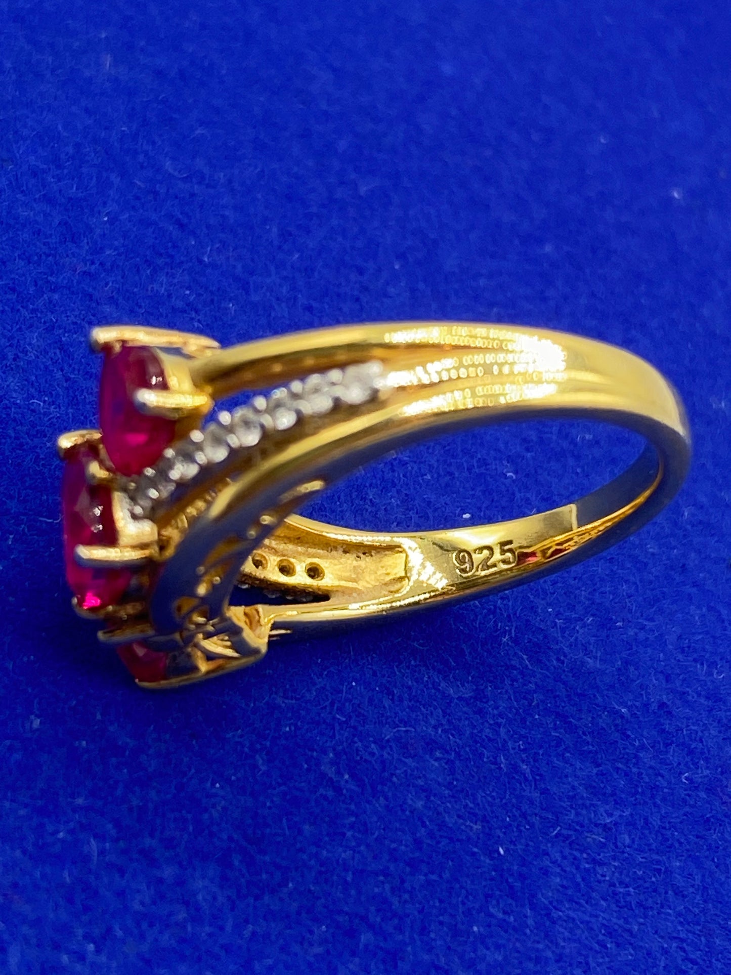 Sterling Silver Vermeil Ruby Heart Ring