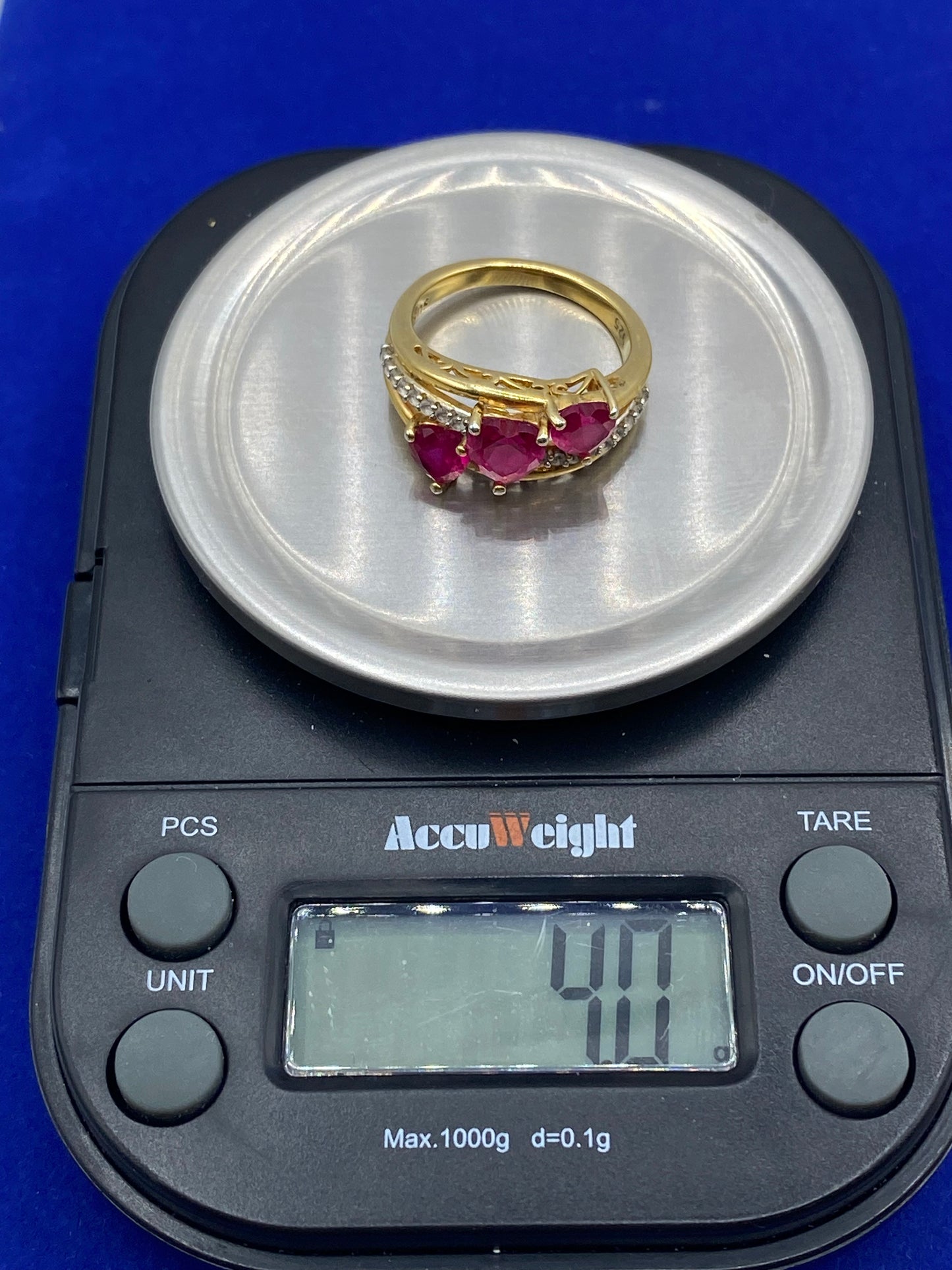 Sterling Silver Vermeil Ruby Heart Ring