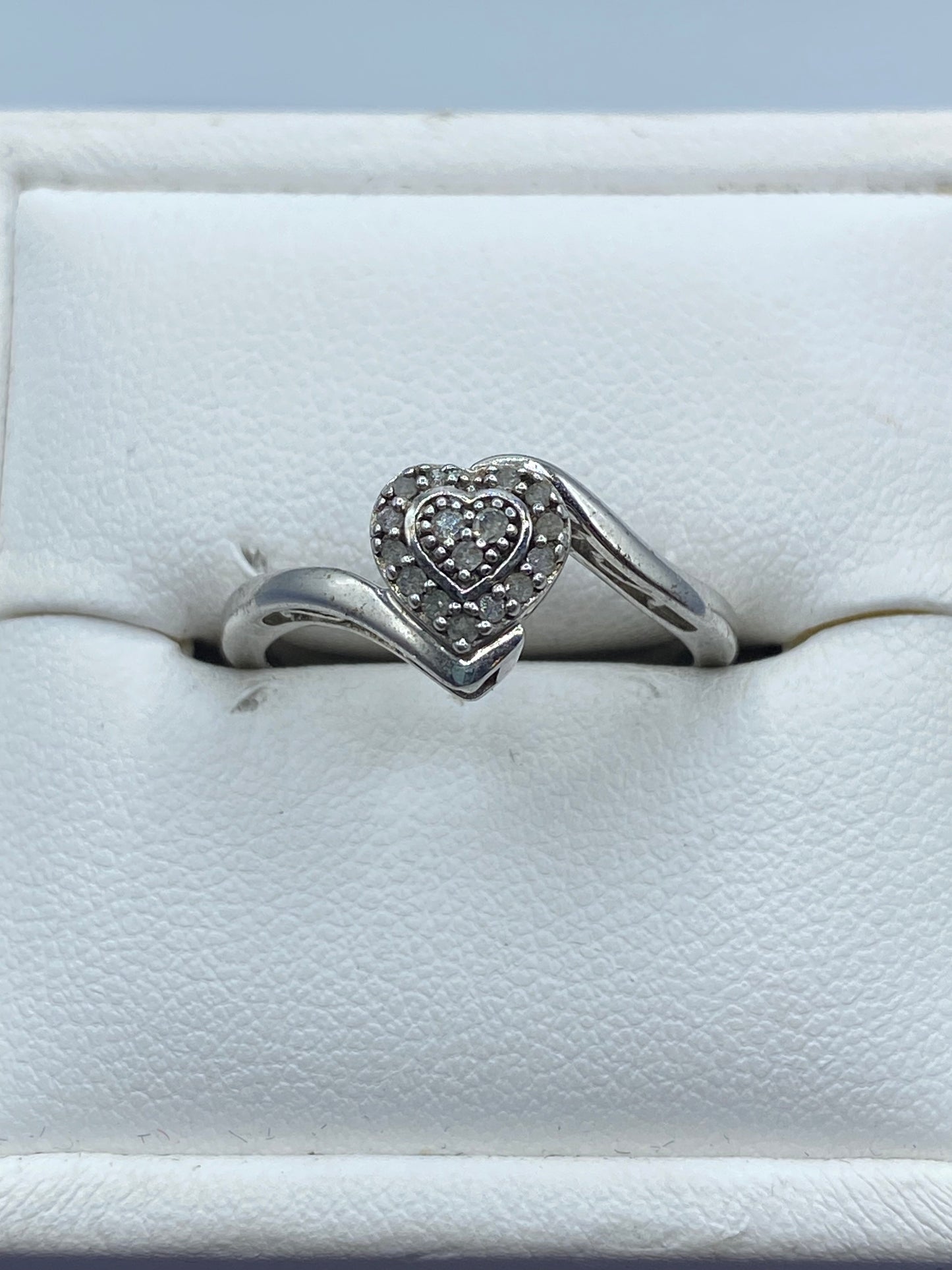 Sterling Silver & Diamond Heart Ring