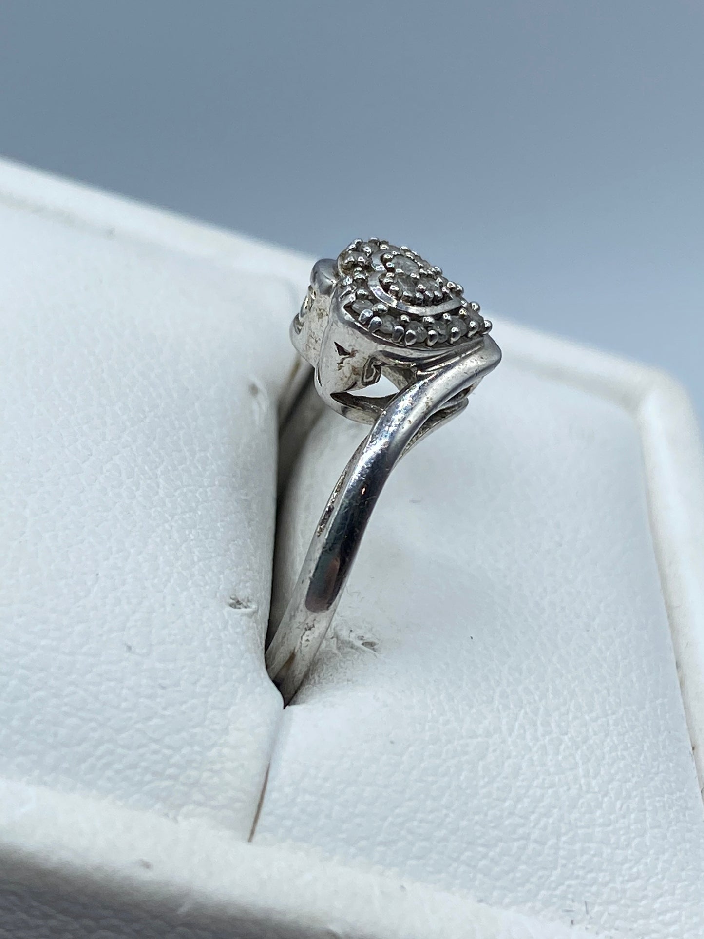 Sterling Silver & Diamond Heart Ring