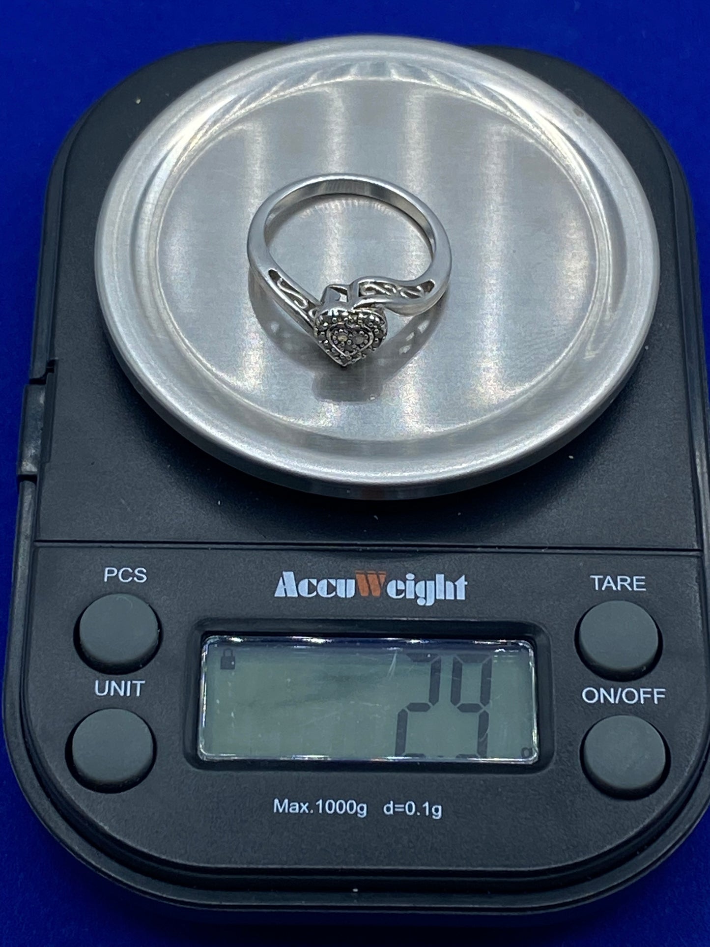 Sterling Silver & Diamond Heart Ring