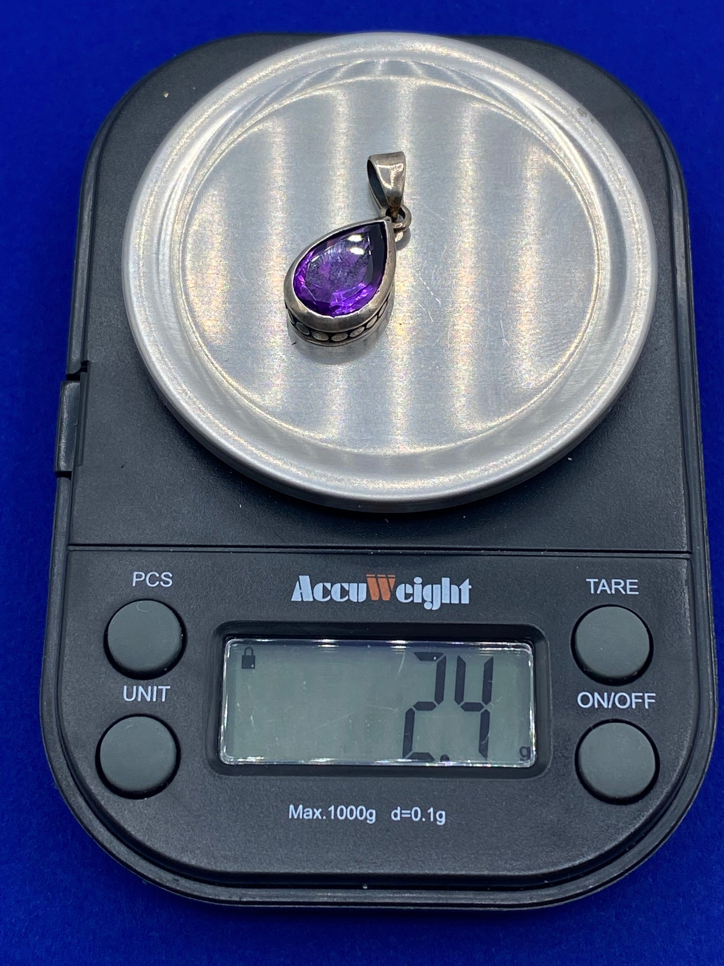 Sterling Silver Amethyst Teardrop Pendant