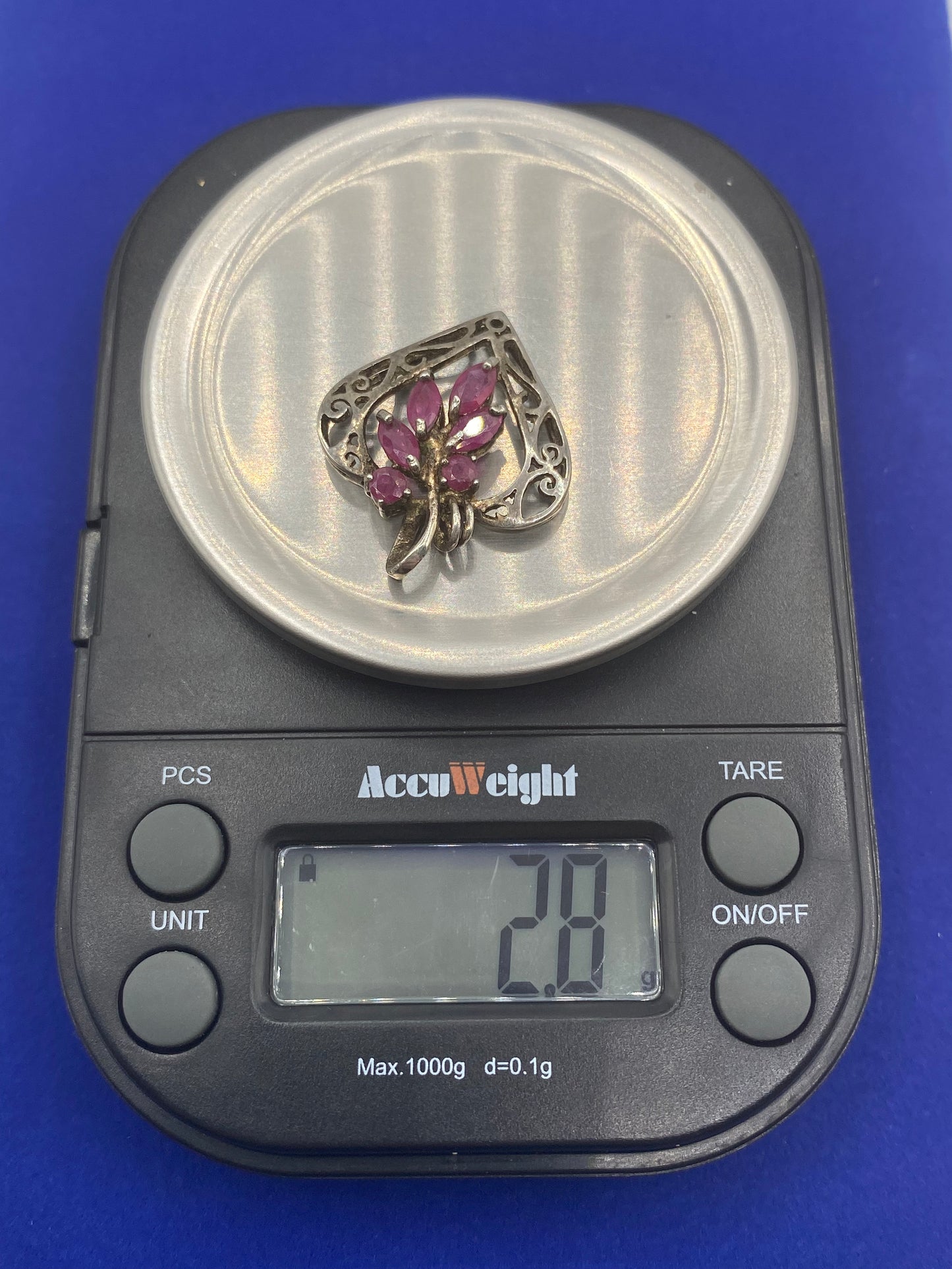 Sterling Silver Ruby Heart Pendant