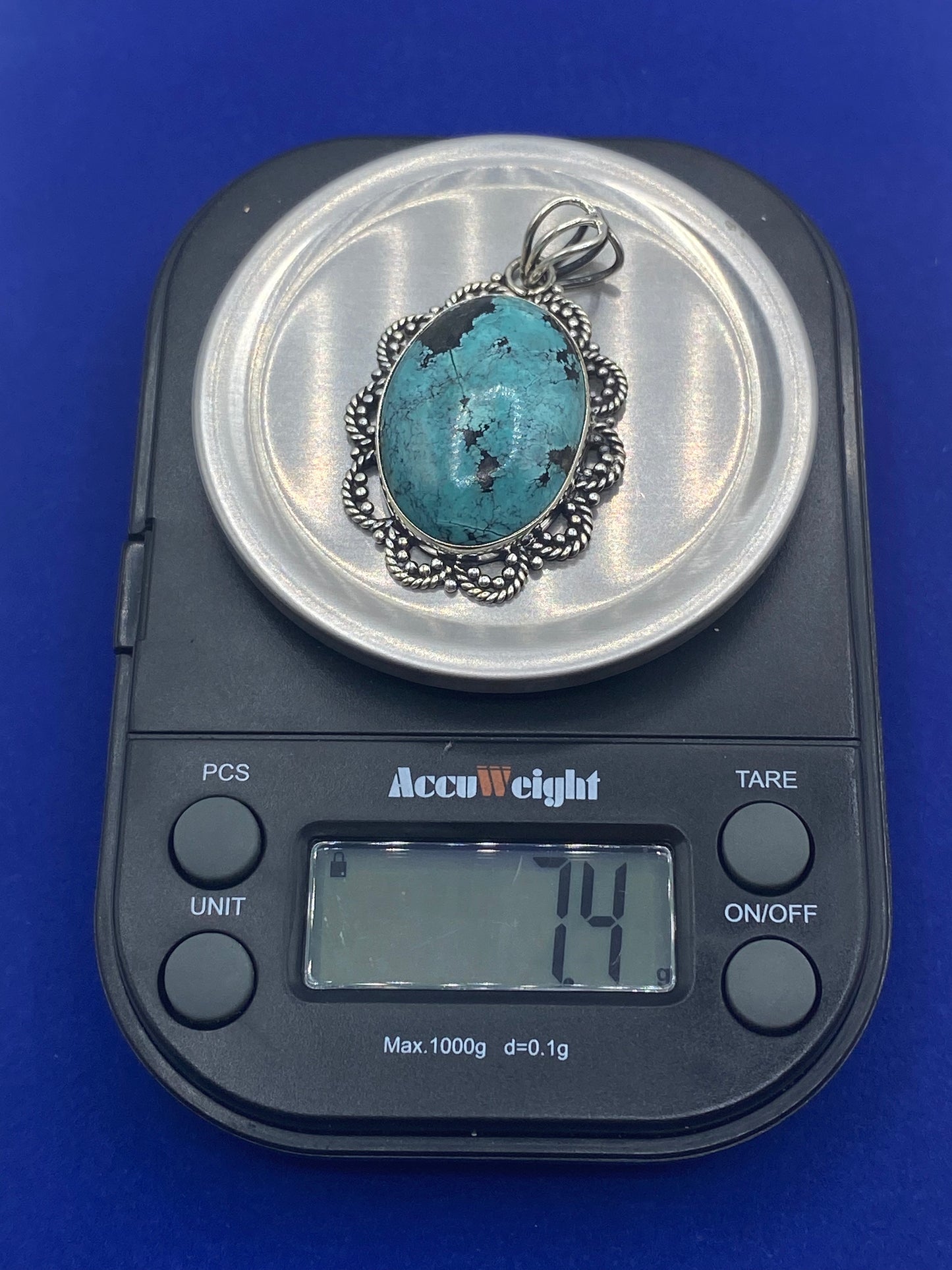 Sterling Silver Tibetan Turquoise Pendant