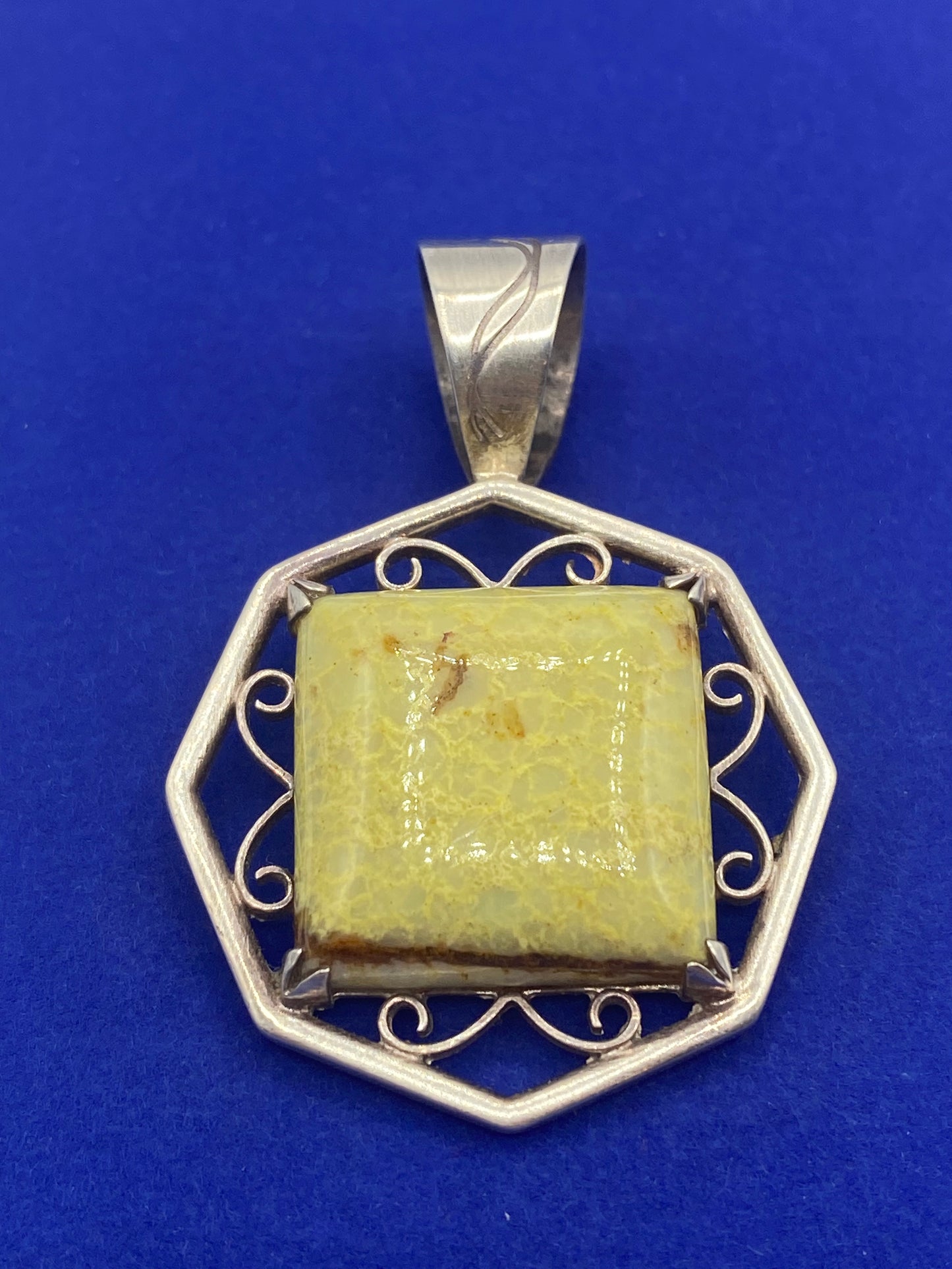 Sterling Silver Jay King Green Stone Pendant