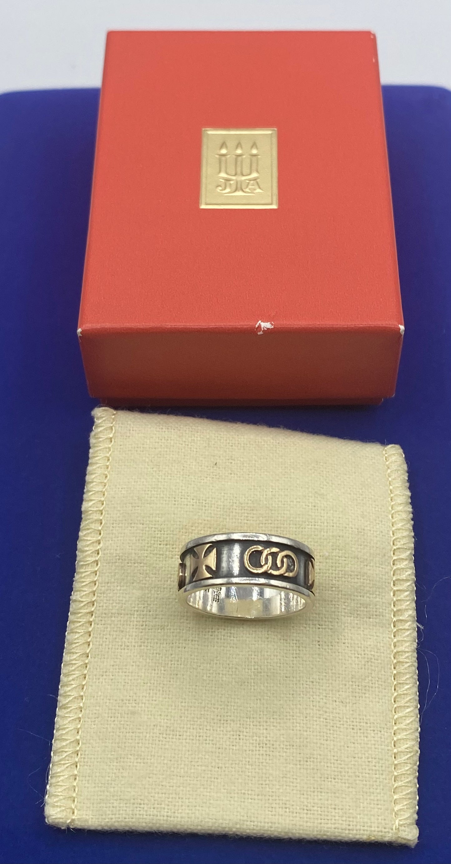 James Avery Sterling Silver & 14k Gold Maltese Cross Trinity Circle Band Ring