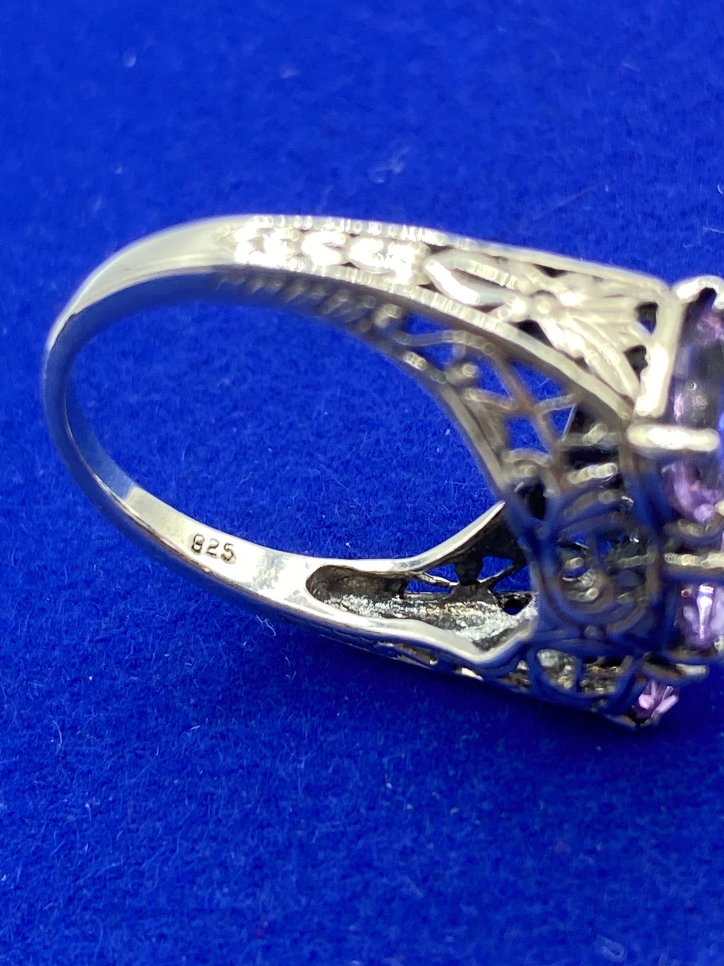 Sterling Silver Art Deco Style Amethyst Ring