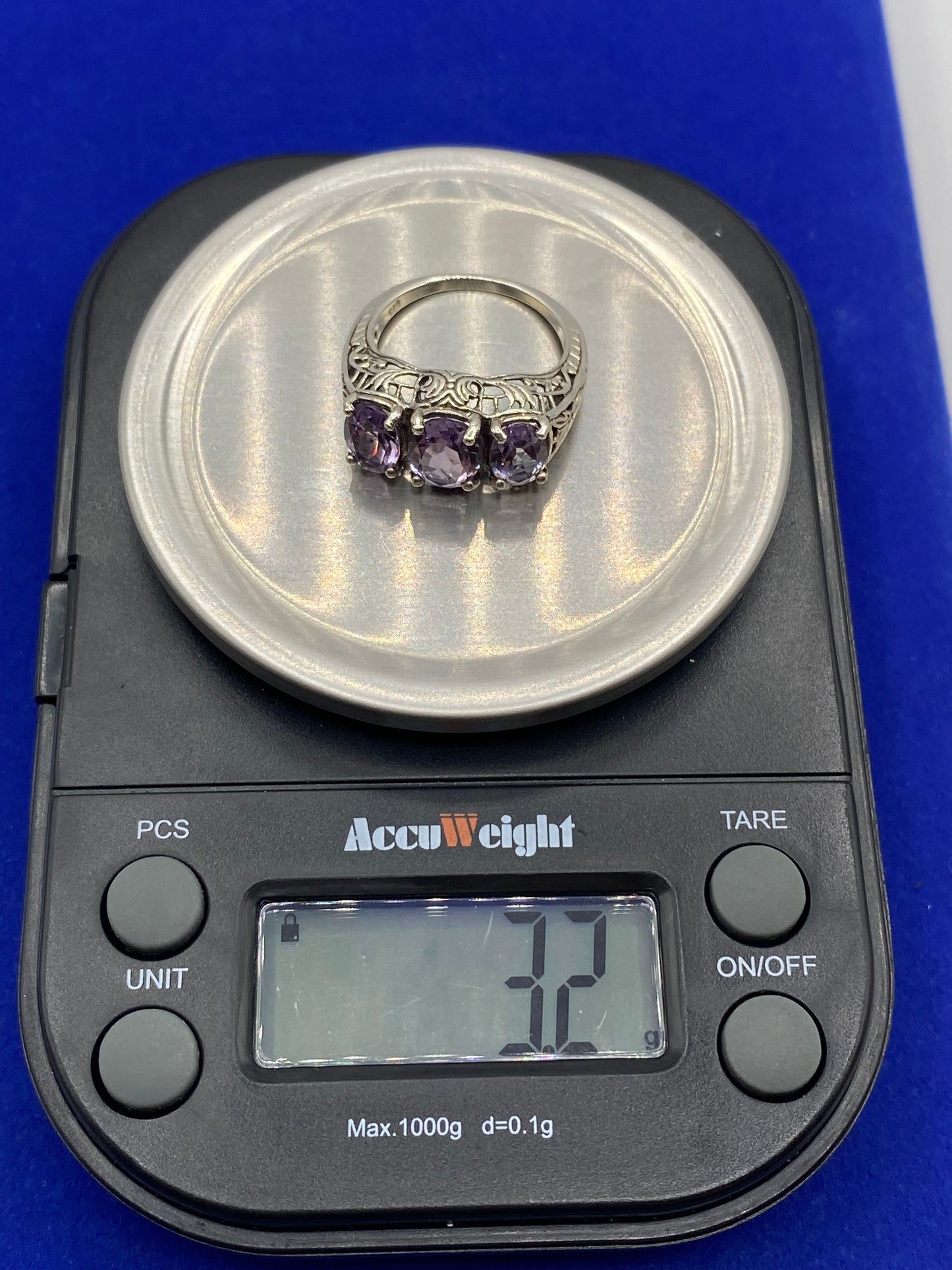 Sterling Silver Art Deco Style Amethyst Ring