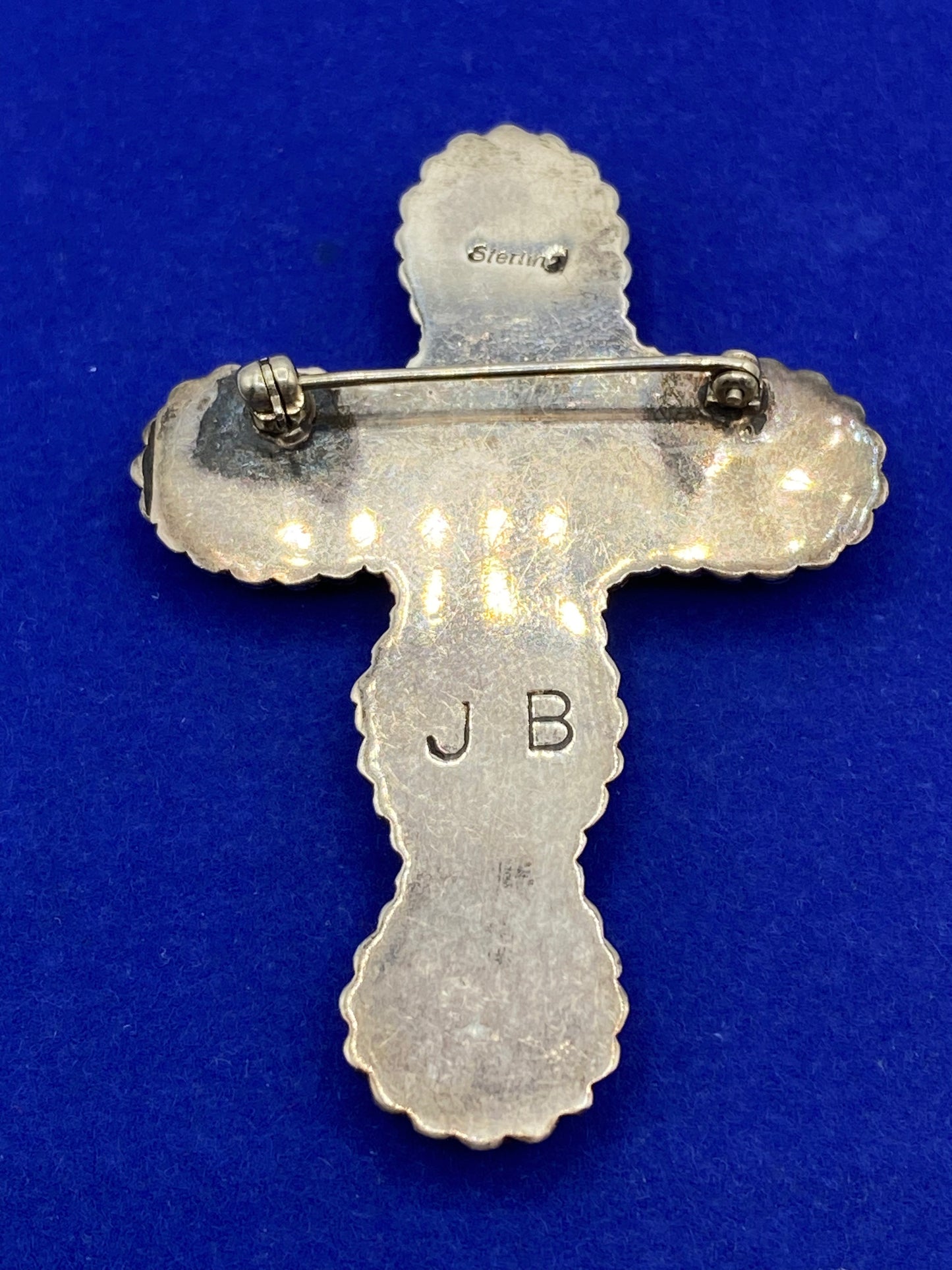 Vintage Sterling Silver Cross Brooch