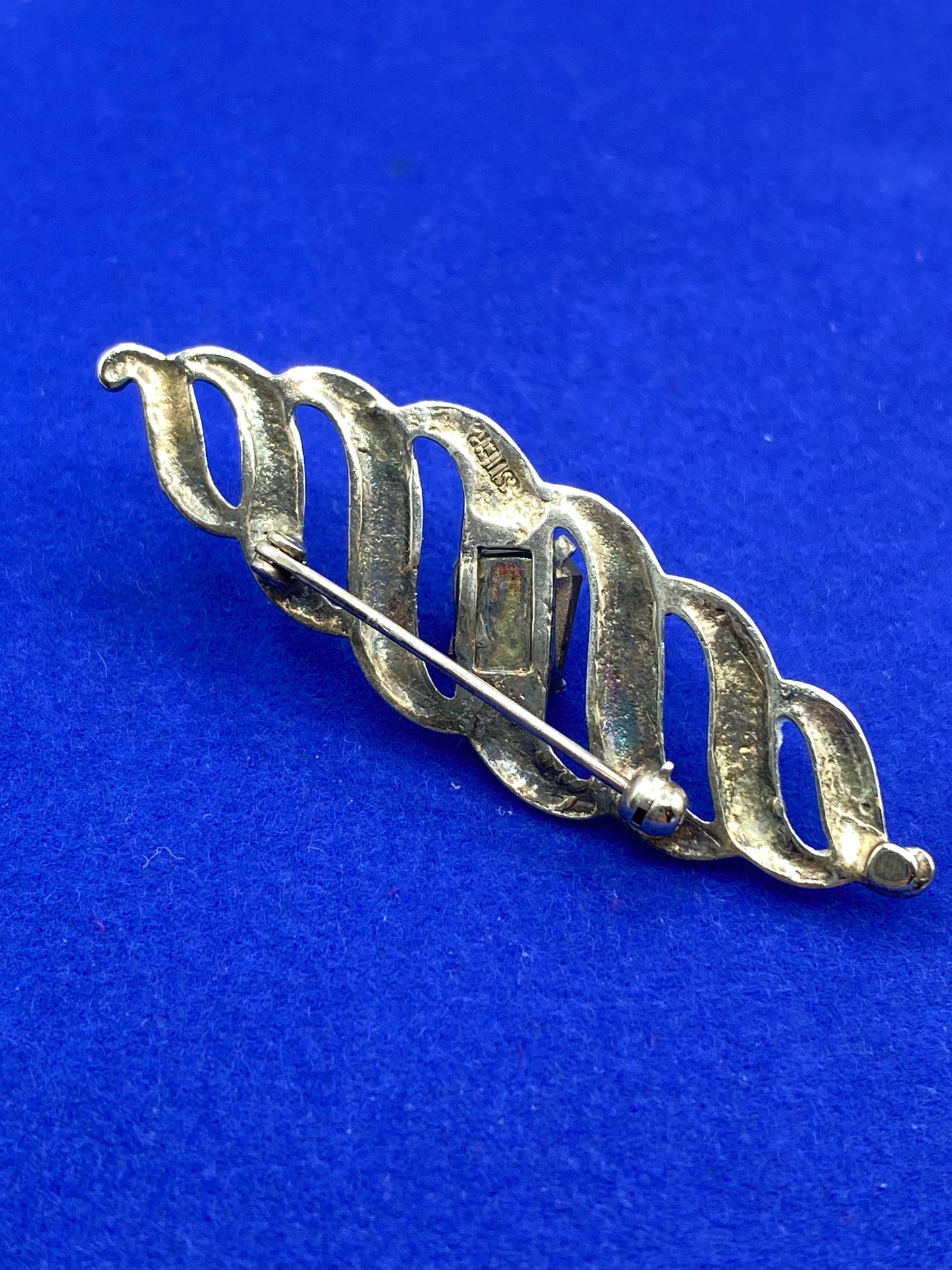 Sterling Silver Purple Glass Brooch