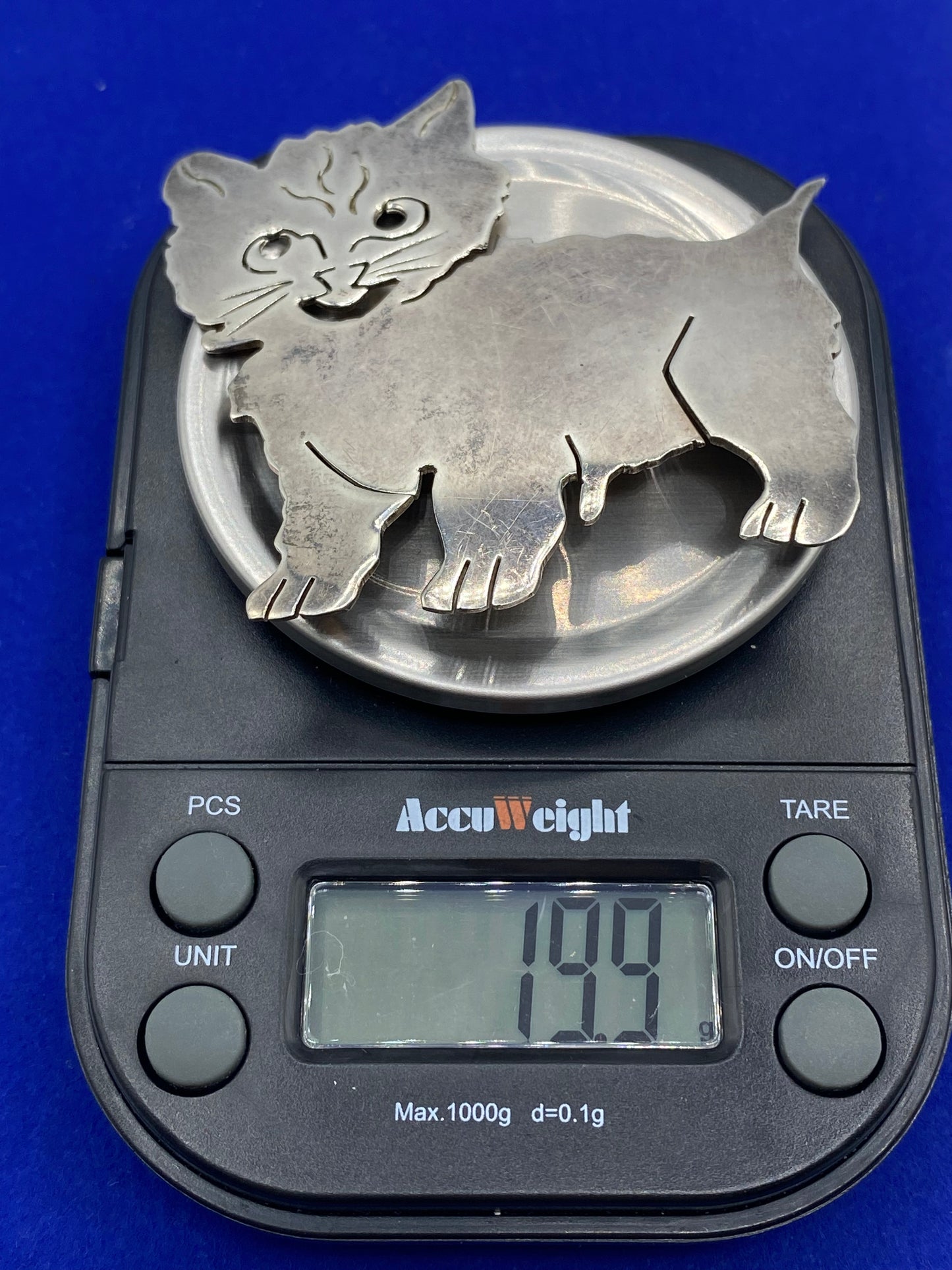 Vintage Sterling Silver Big Cat Brooch