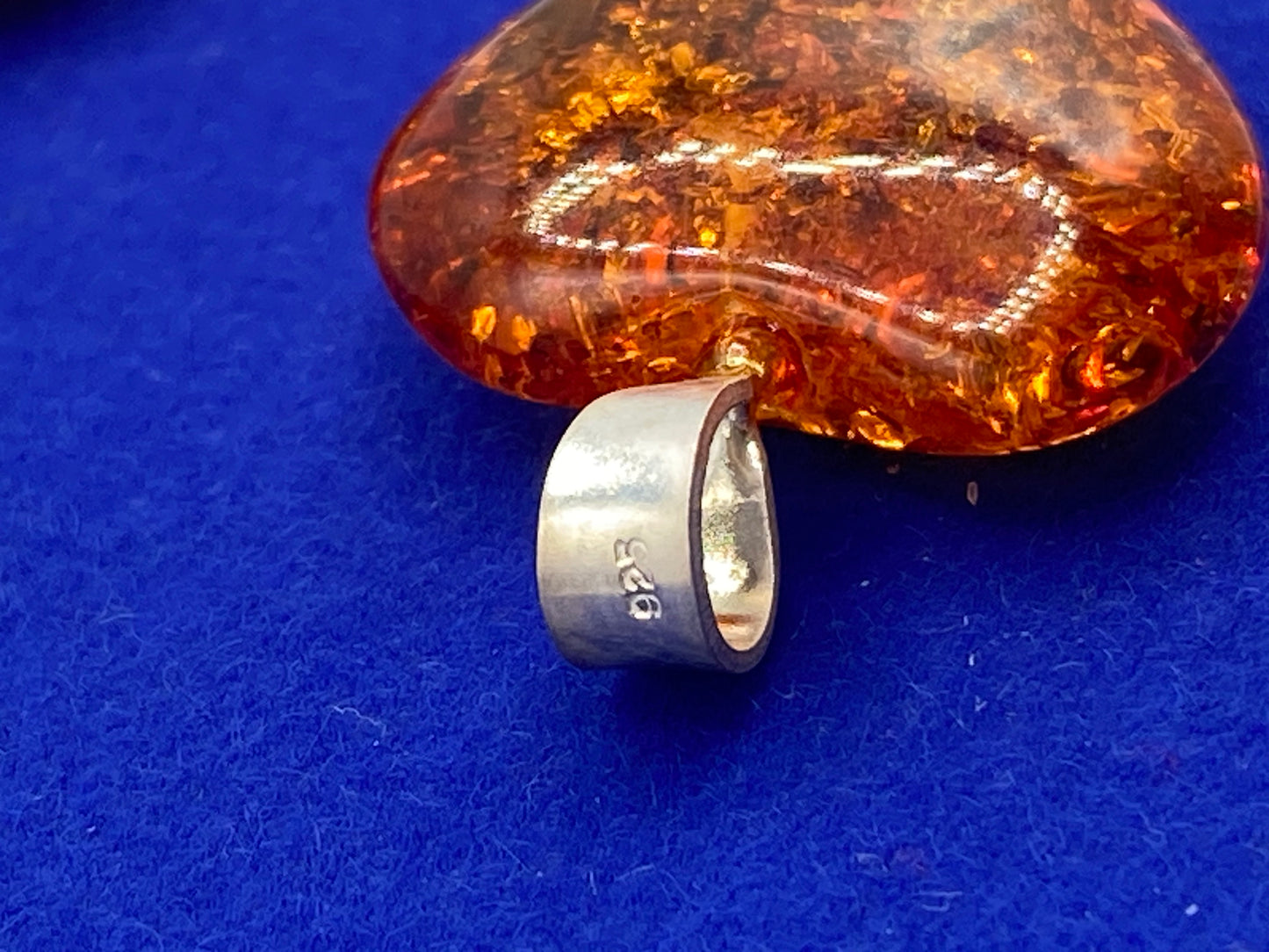 Sterling Silver Amber Heart Jewelry Set
