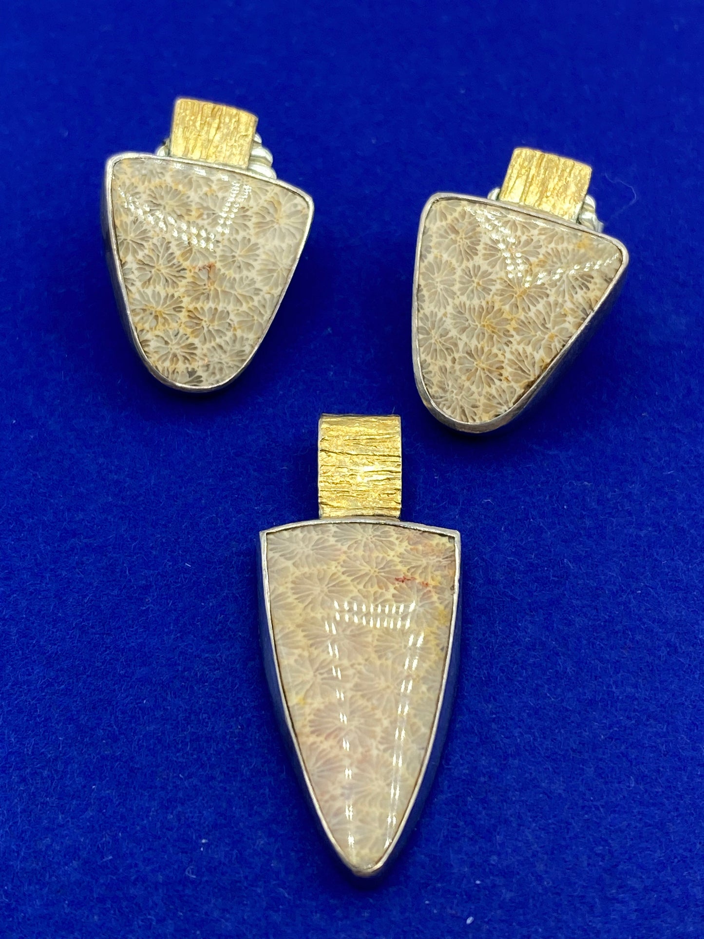 Sterling Silver Donna Burdic Fossilized Coral Jewelry Set