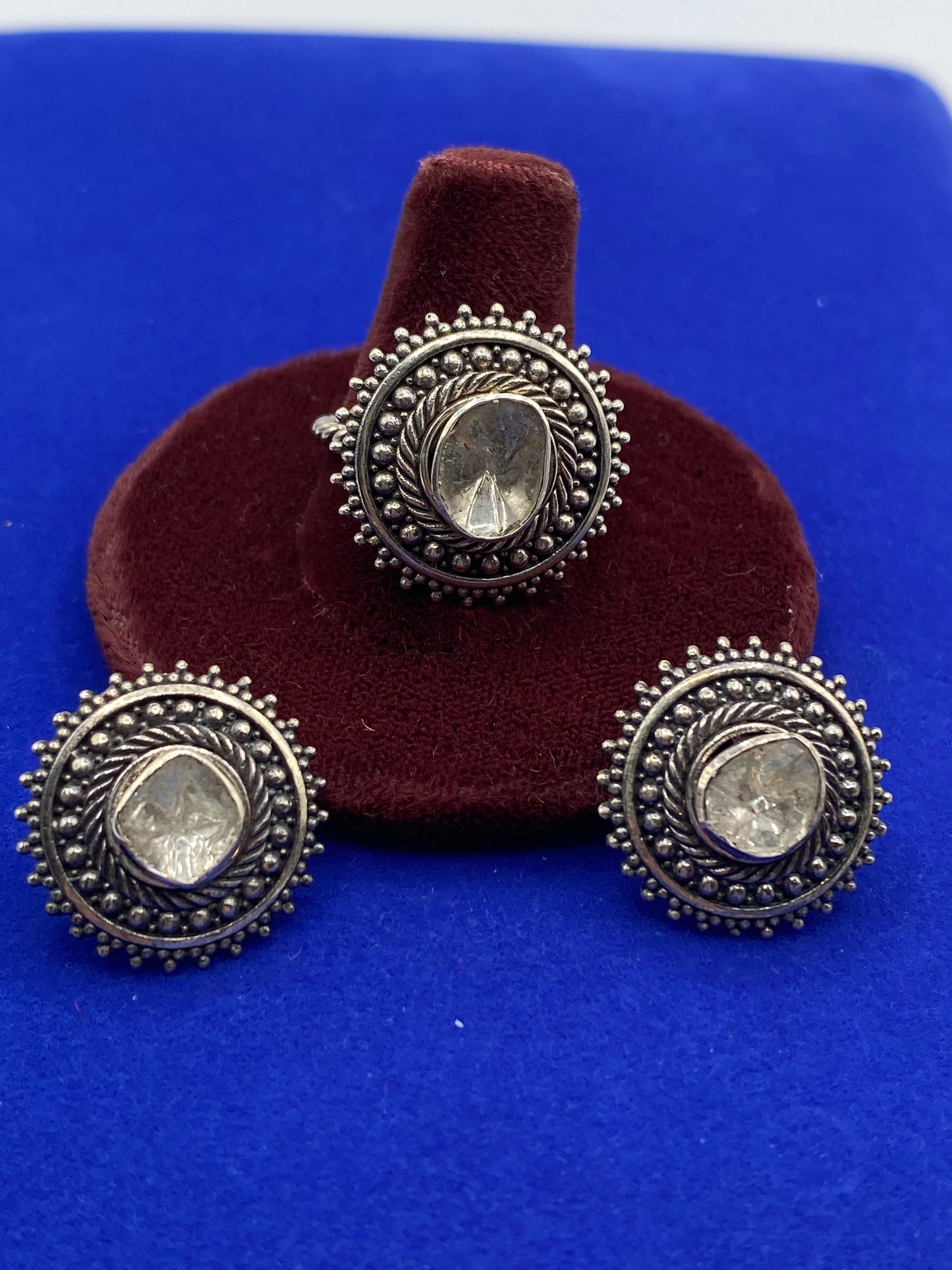 Sterling Silver Polki Diamond Jewelry Set