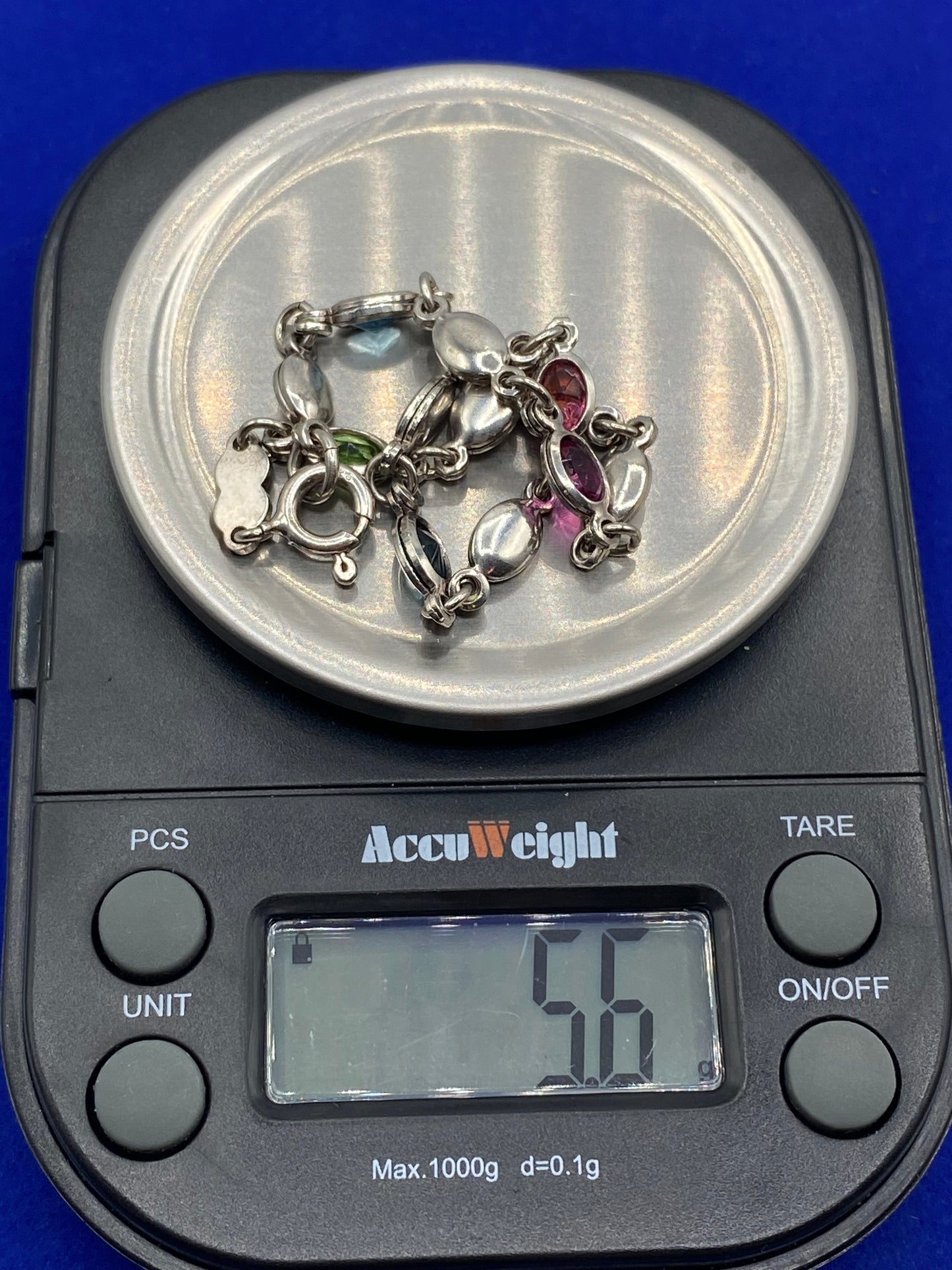 Sterling Silver & Glass Stone Bracelet